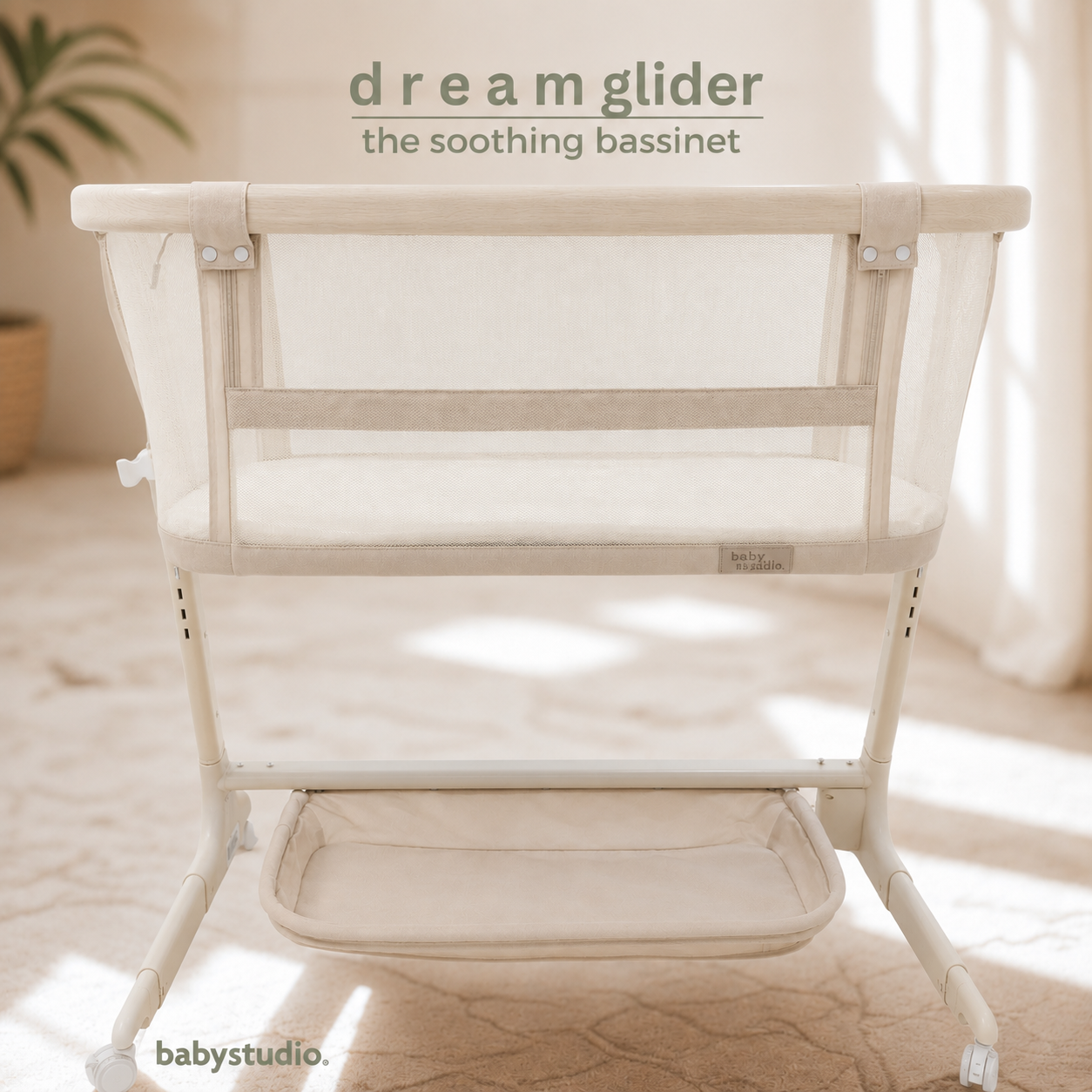 Dream Glider Bedside Sleeper – Auto Motion Bassinet | Sand