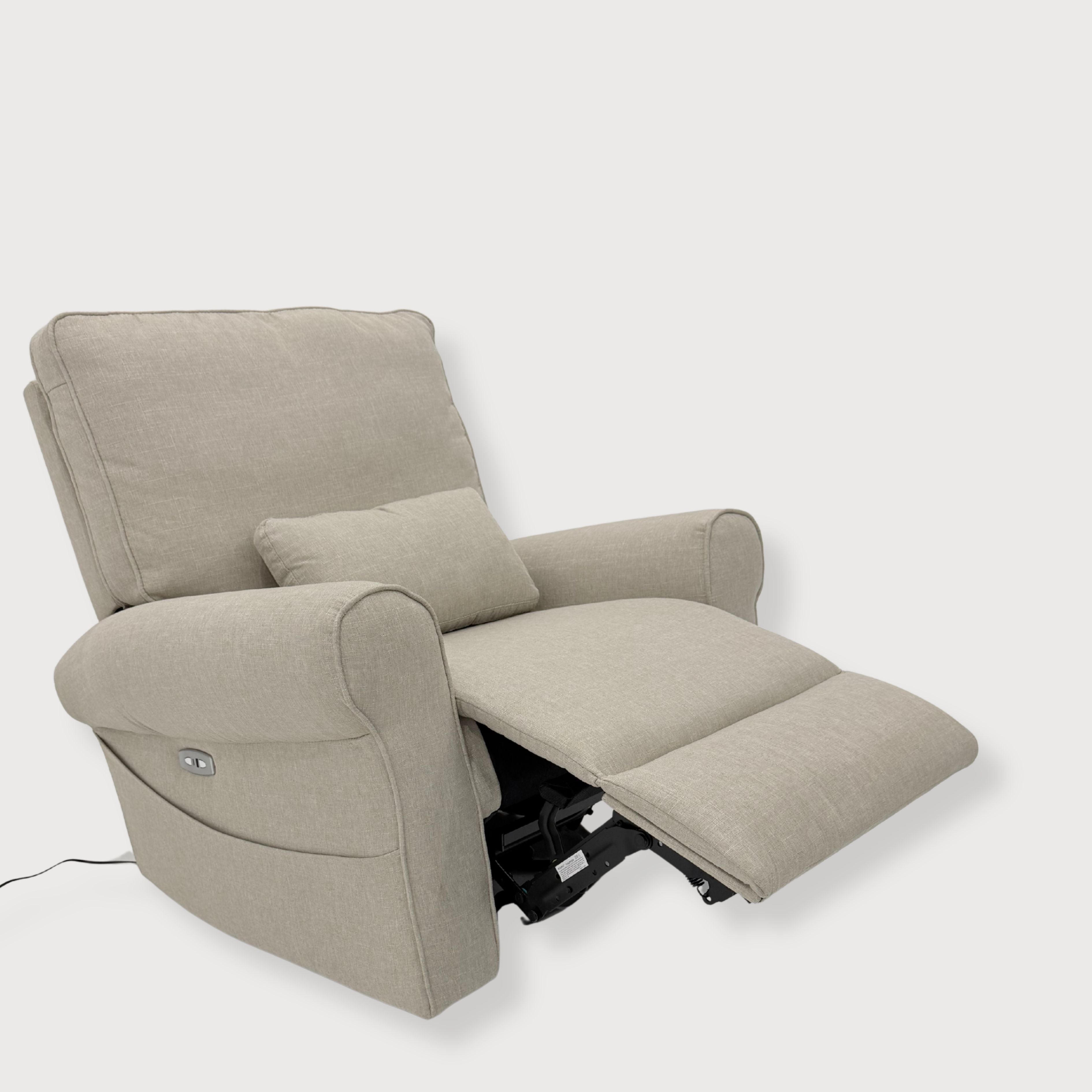 Electric Nursery Glider Recliner Chair - Linen Nursing & Feeding Chair - Oatmeal