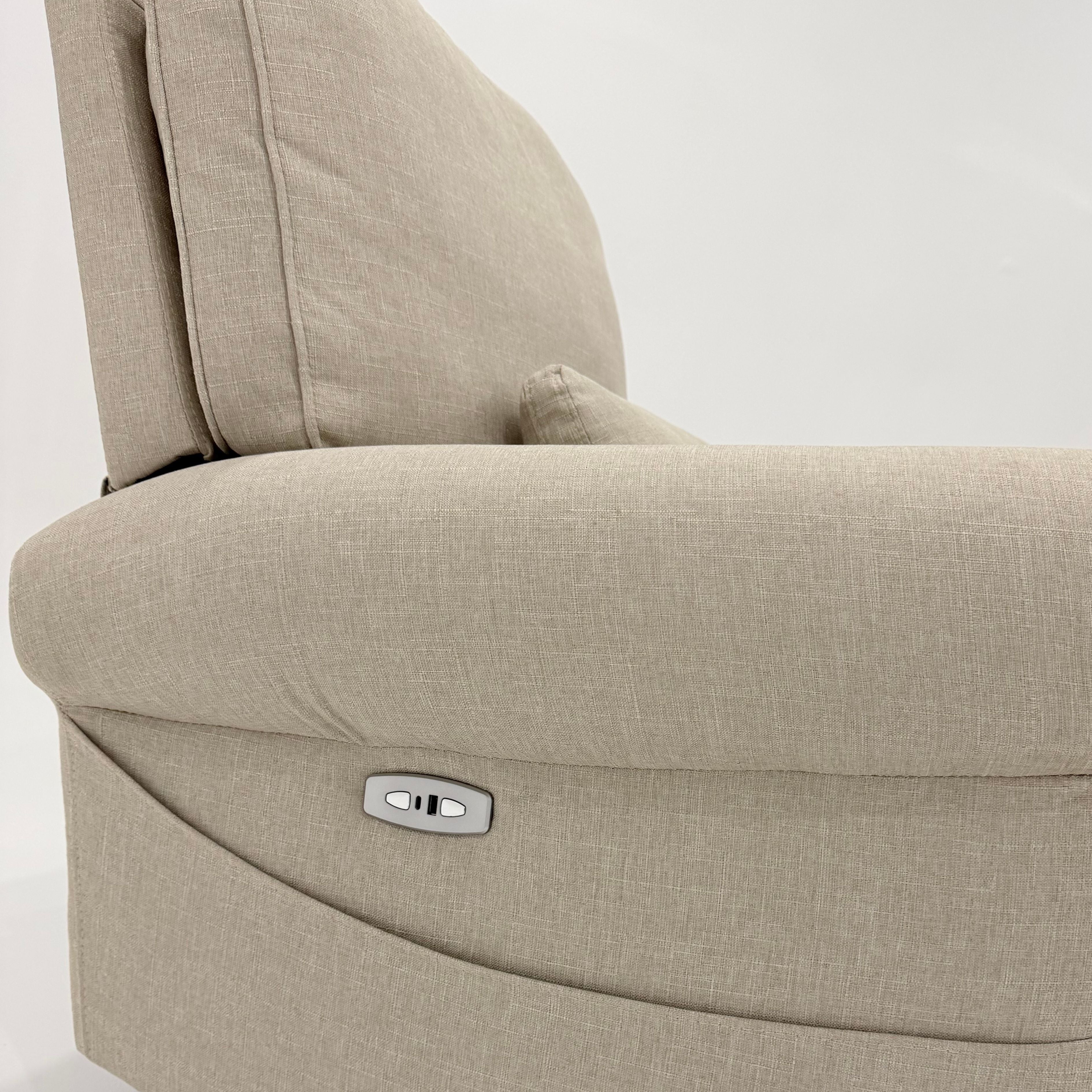 Electric Nursery Glider Recliner Chair - Linen Nursing & Feeding Chair - Oatmeal