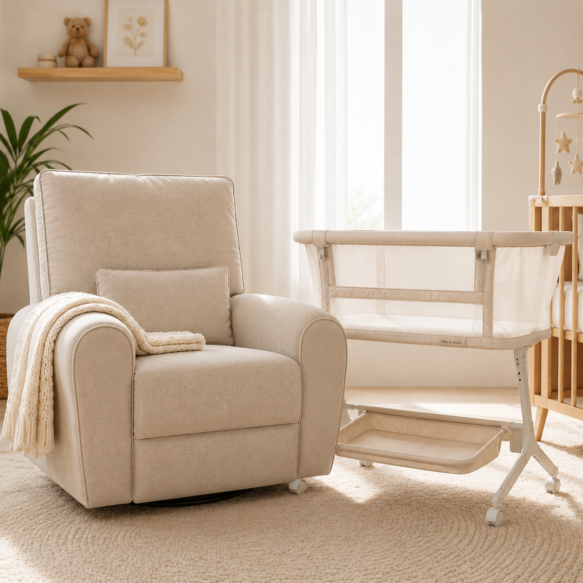 Dream Glider Bedside Sleeper – Auto Motion Bassinet | Sand