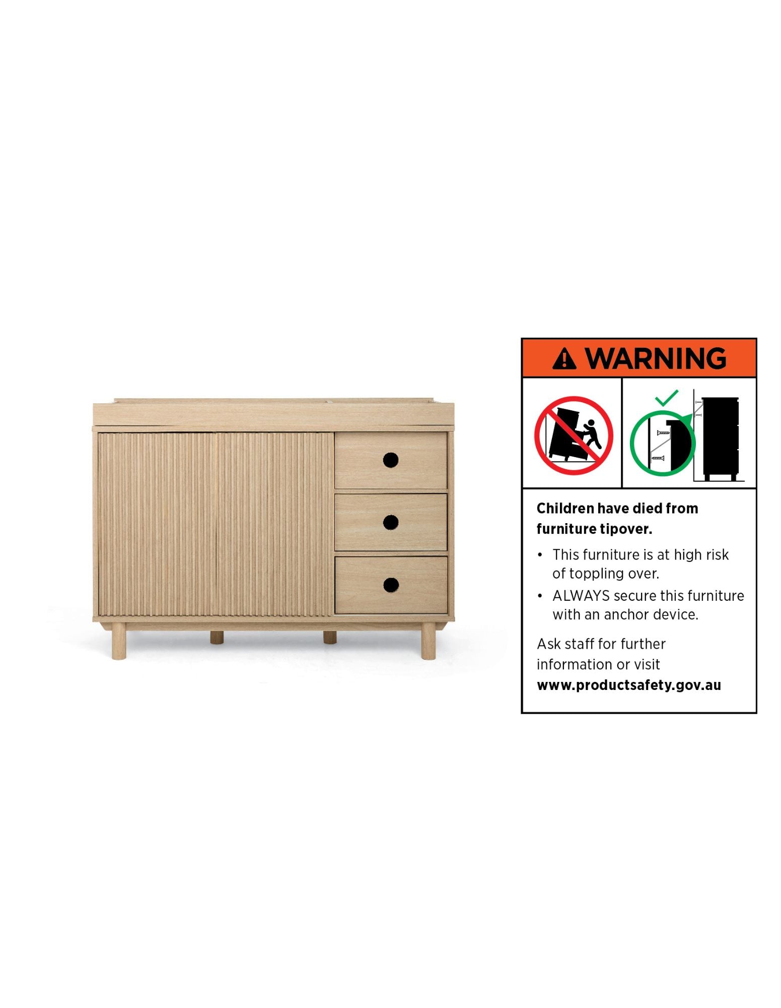 Oska Cotbed & 3 drawer WIDE Dresser Bundle (5 Pieces) - Oak