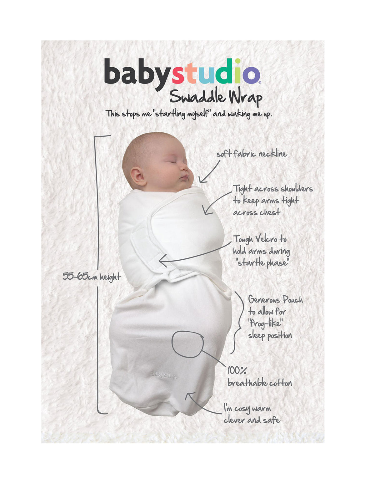 babystudio swaddlewrap cotton large (3-9m) - rose