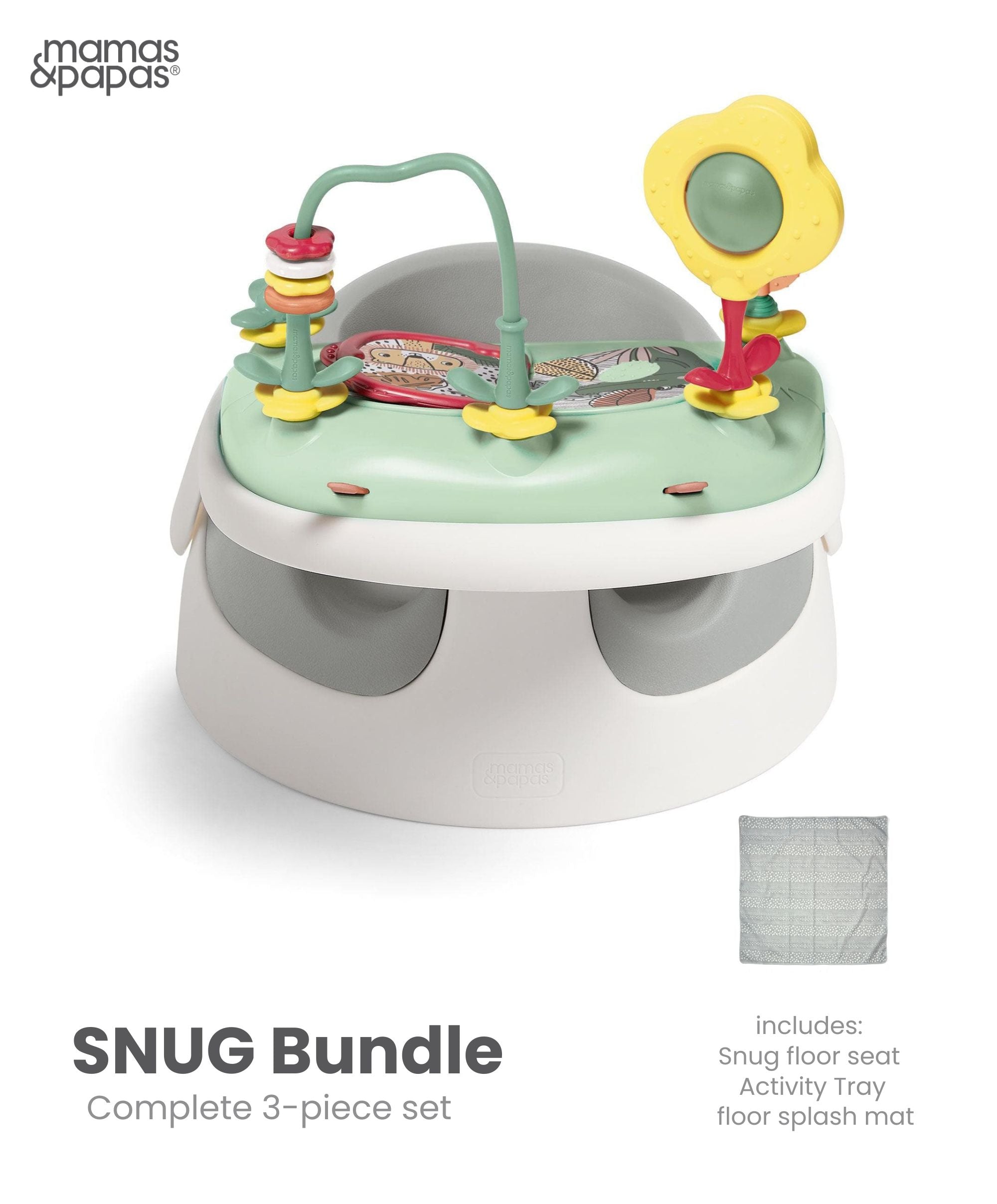 Mamas & Papas Snug Floor Seat with Activity Tray Bundle 2 pcs - Pebble Grey