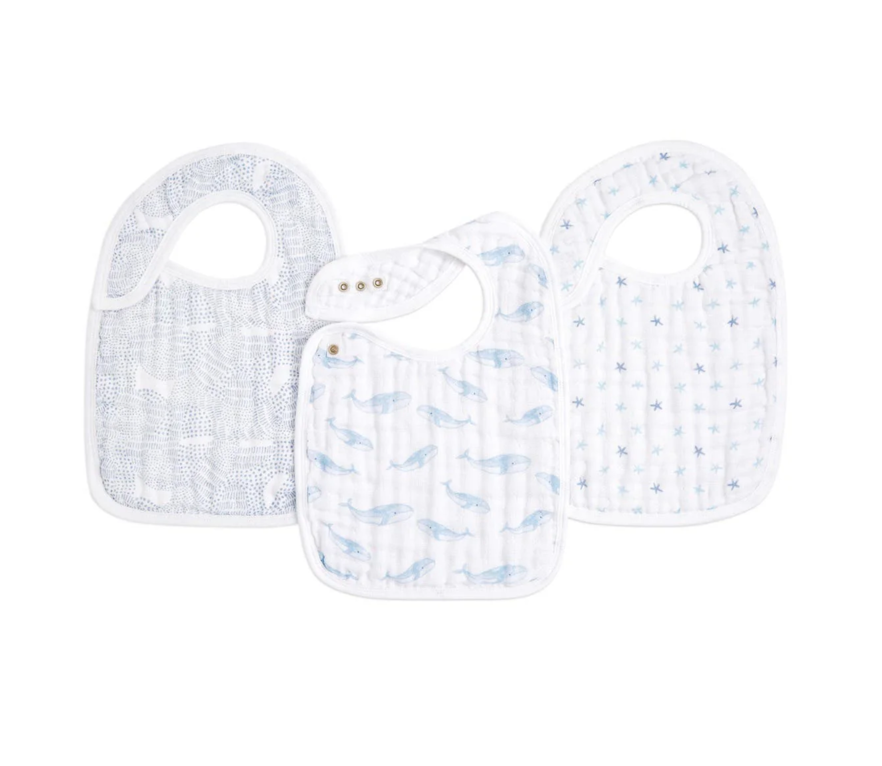 Aden + Anais Oceanic ORGANIC Muslin 3pk Snap Bibs