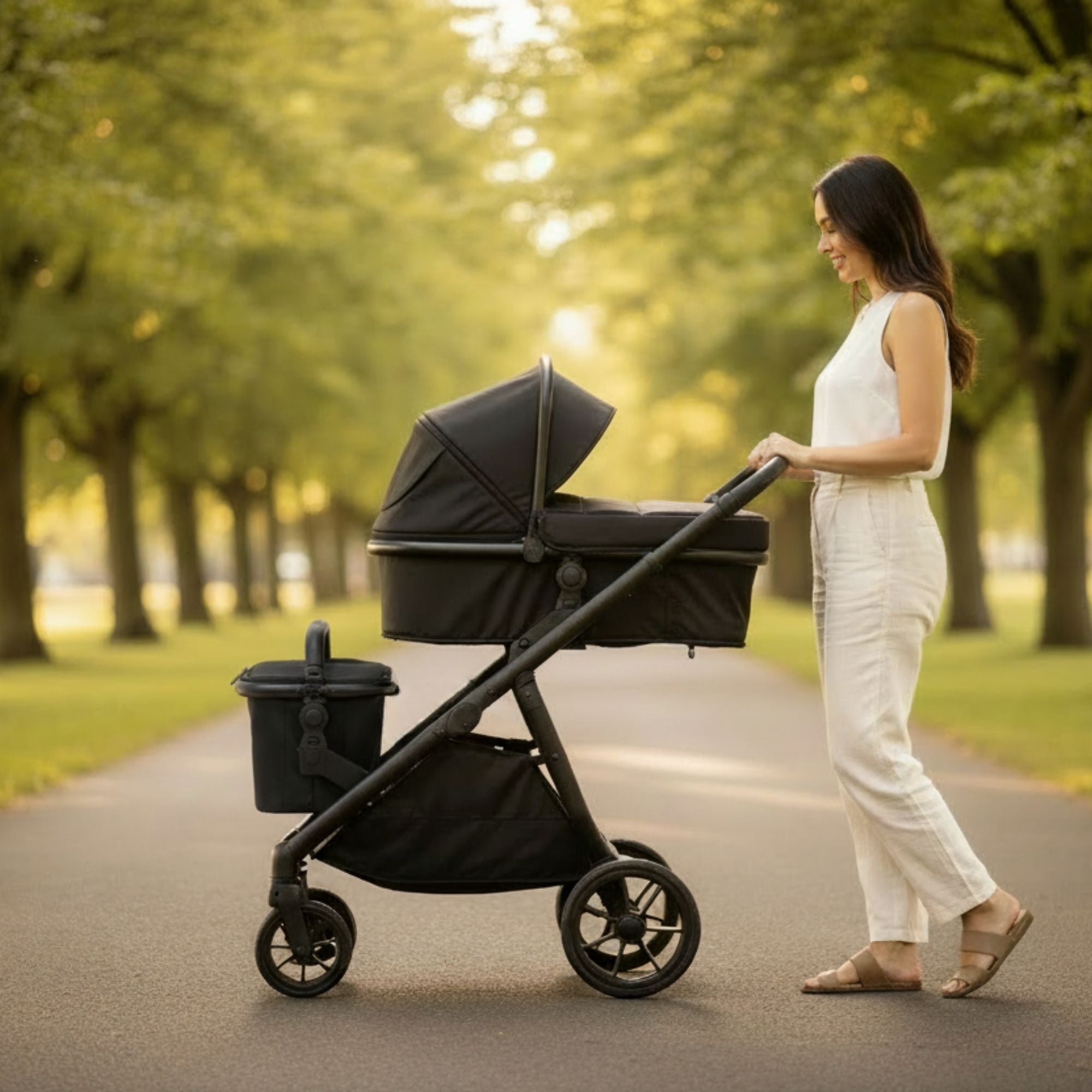 The Tribe Double Pram – Frame & 2 x Carrycot/Toddler Seat