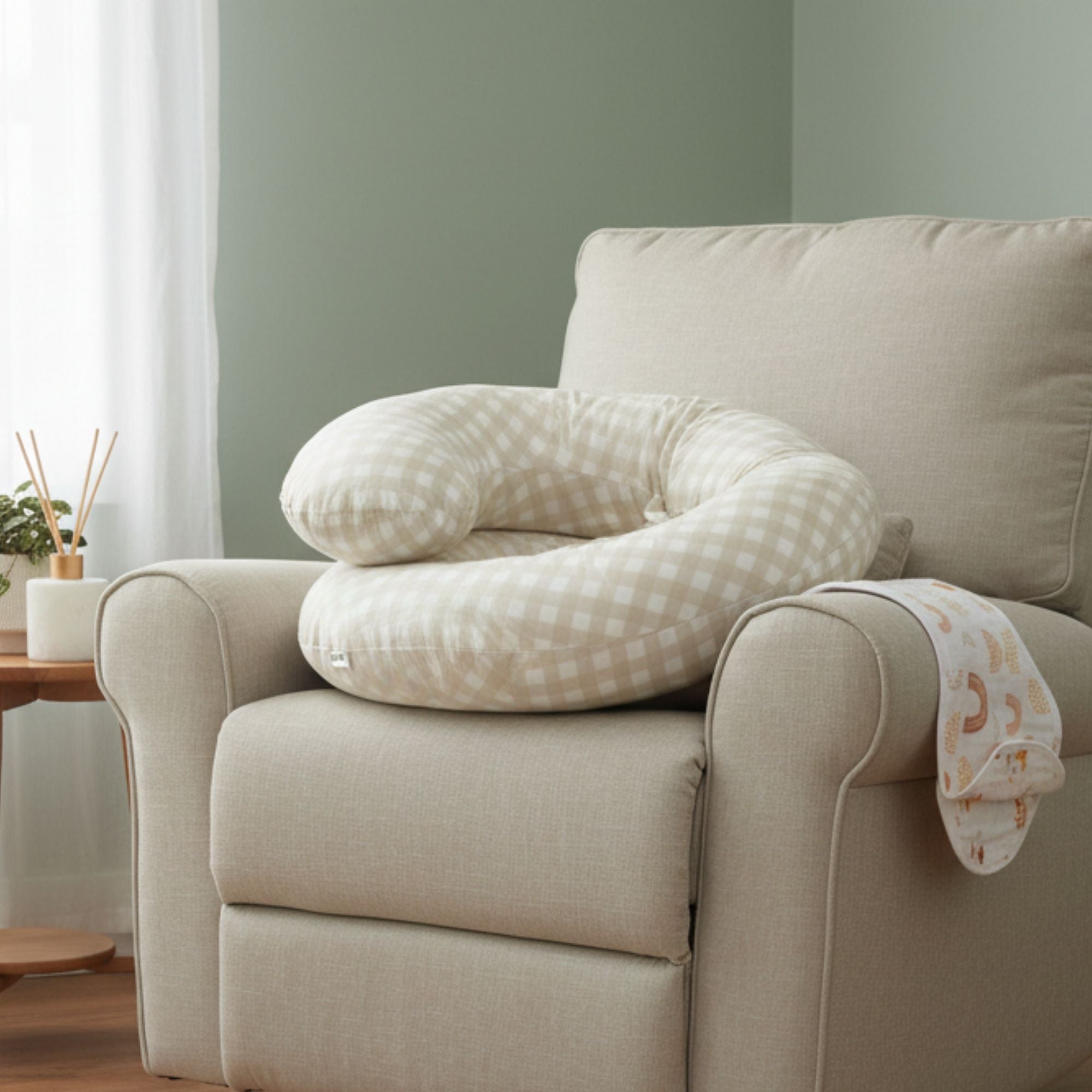 The Ultimate Nursing Bundle – Recliner + Body Pillow + Burpy Bib