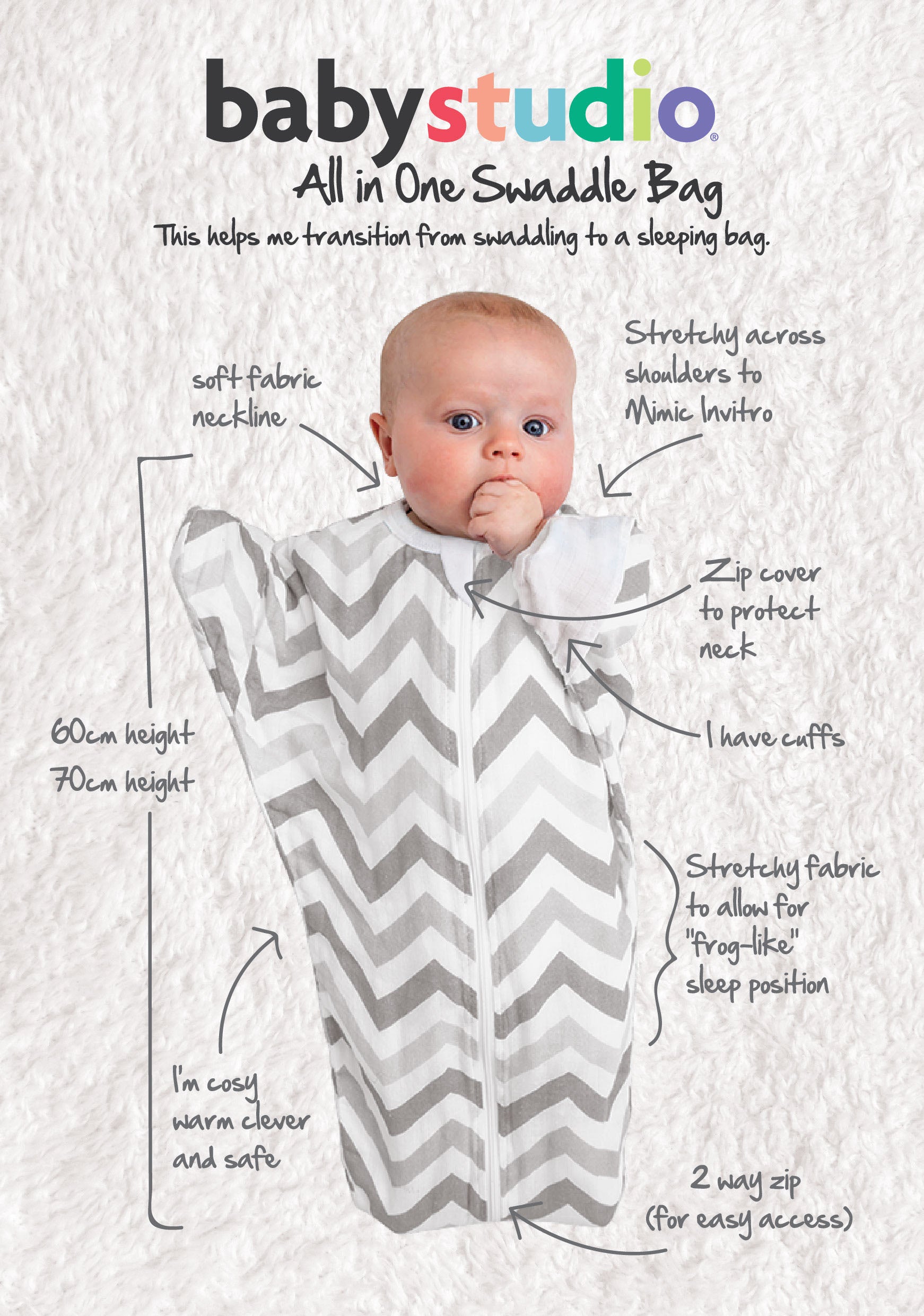 Babystudio Printed Cotton Swaddlebag - Large