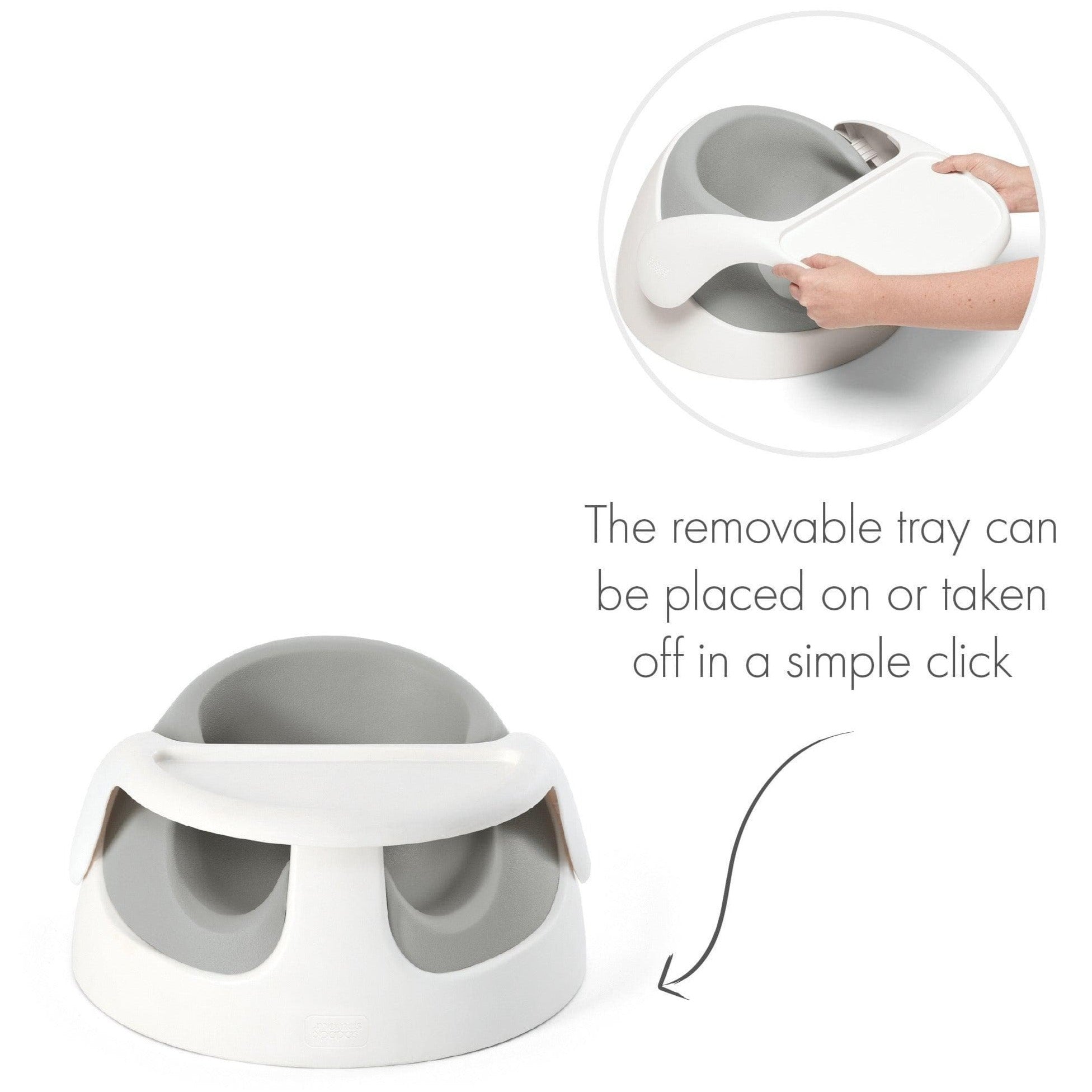 Mamas & Papas Snug Floor Seat with Activity Tray - Pebble Grey (with FREE splash mat)