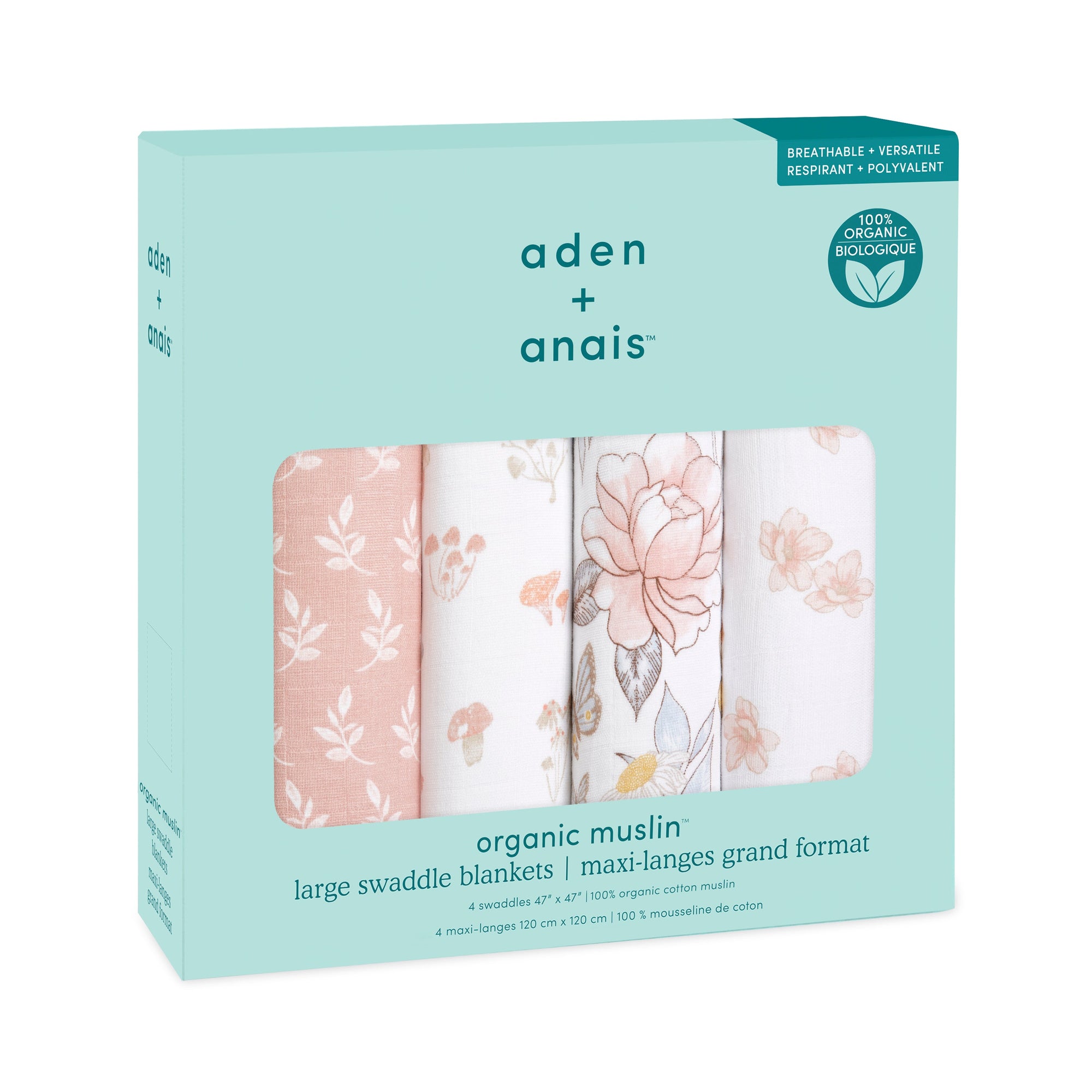 aden anais earthly ORGANIC muslin 4pk swaddles babystudio