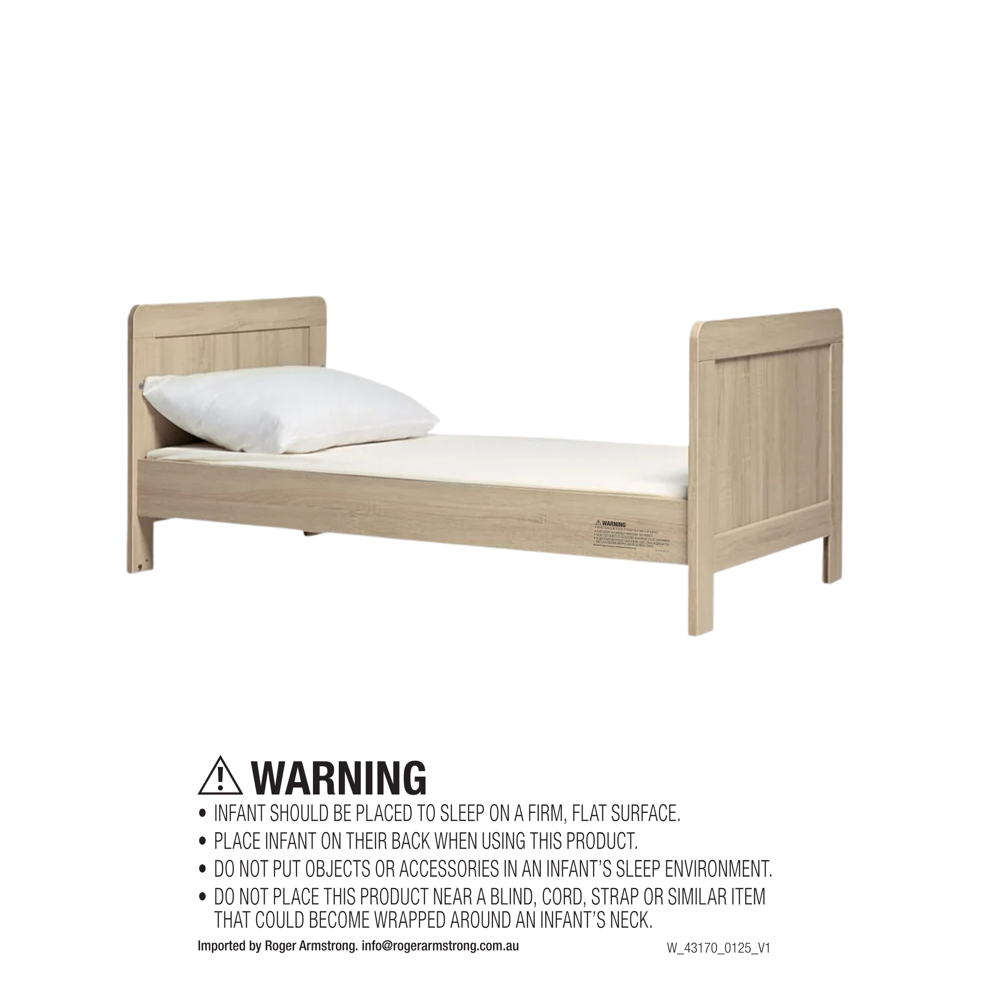 Mamas & Papas Atlas 4 Piece Set with Cotbed, Mattress, Fitted Sheets & Mattress Protector - Light Oak