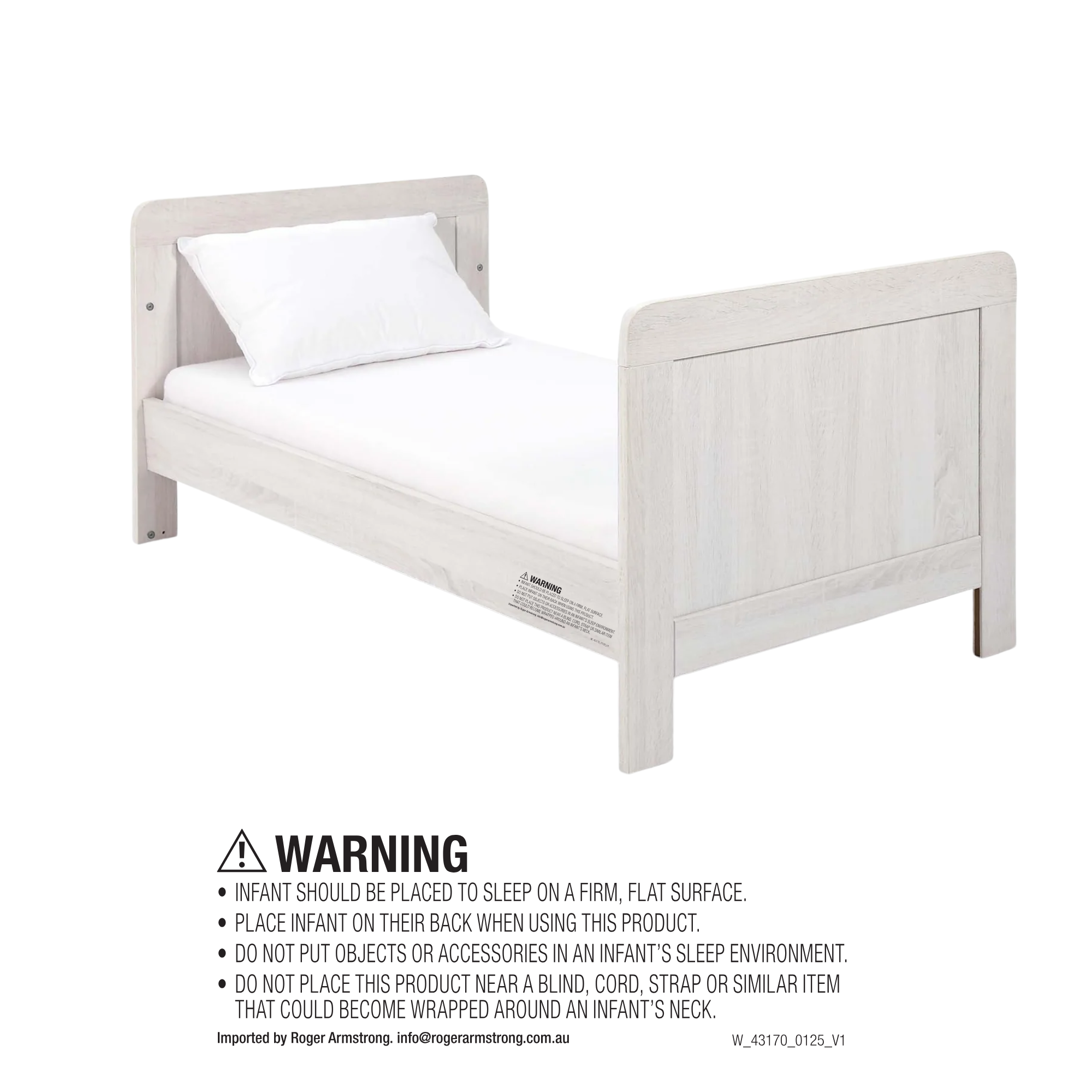 Mamas & Papas Atlas 5 Piece Set with Cotbed, Dresser Changer, Mattress, Fitted Sheets & Mattress Protector - White Wash