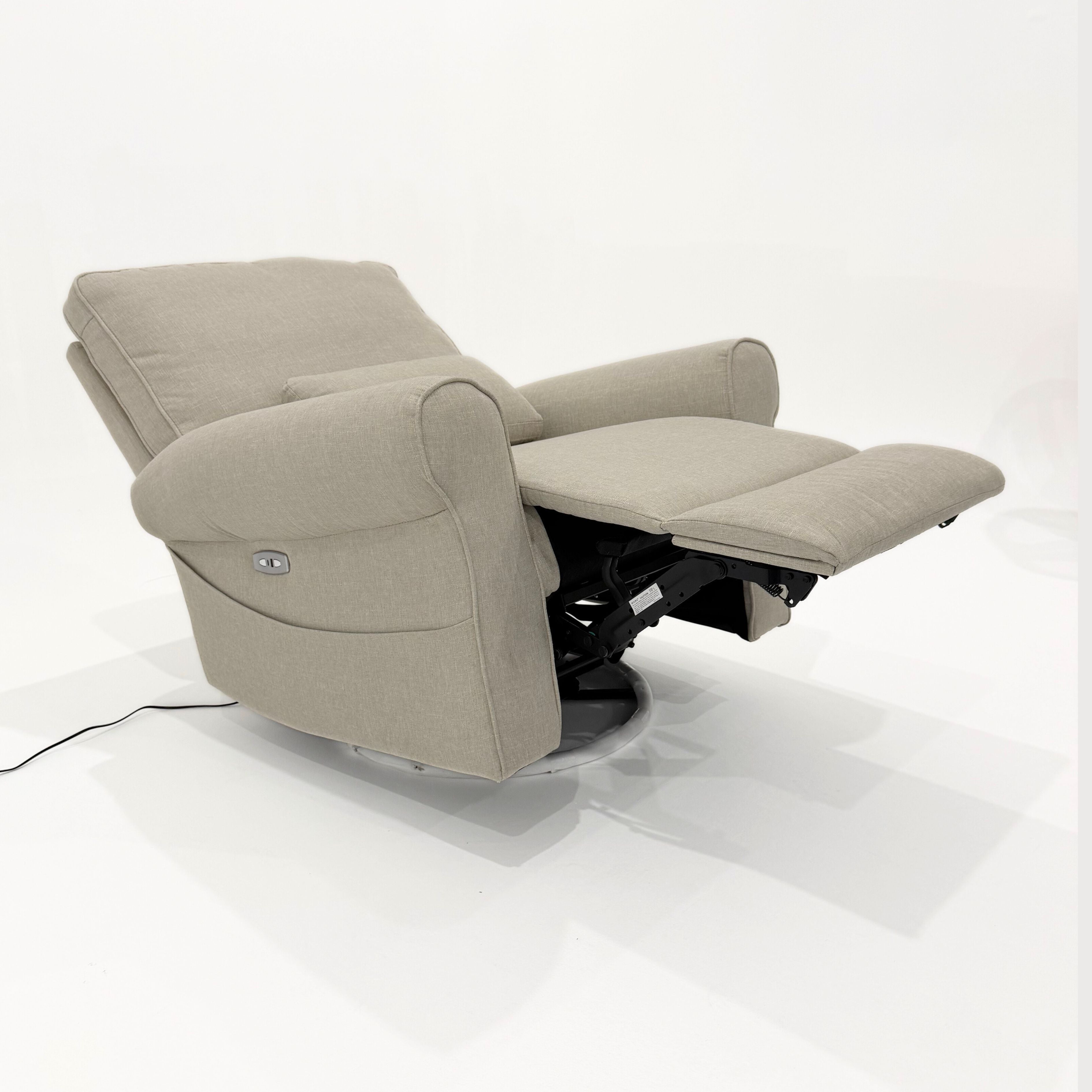 Deluxe Electric Linen Reclining Glider Feeding Chair- Grey/Beige Blend (Pre order for end July)