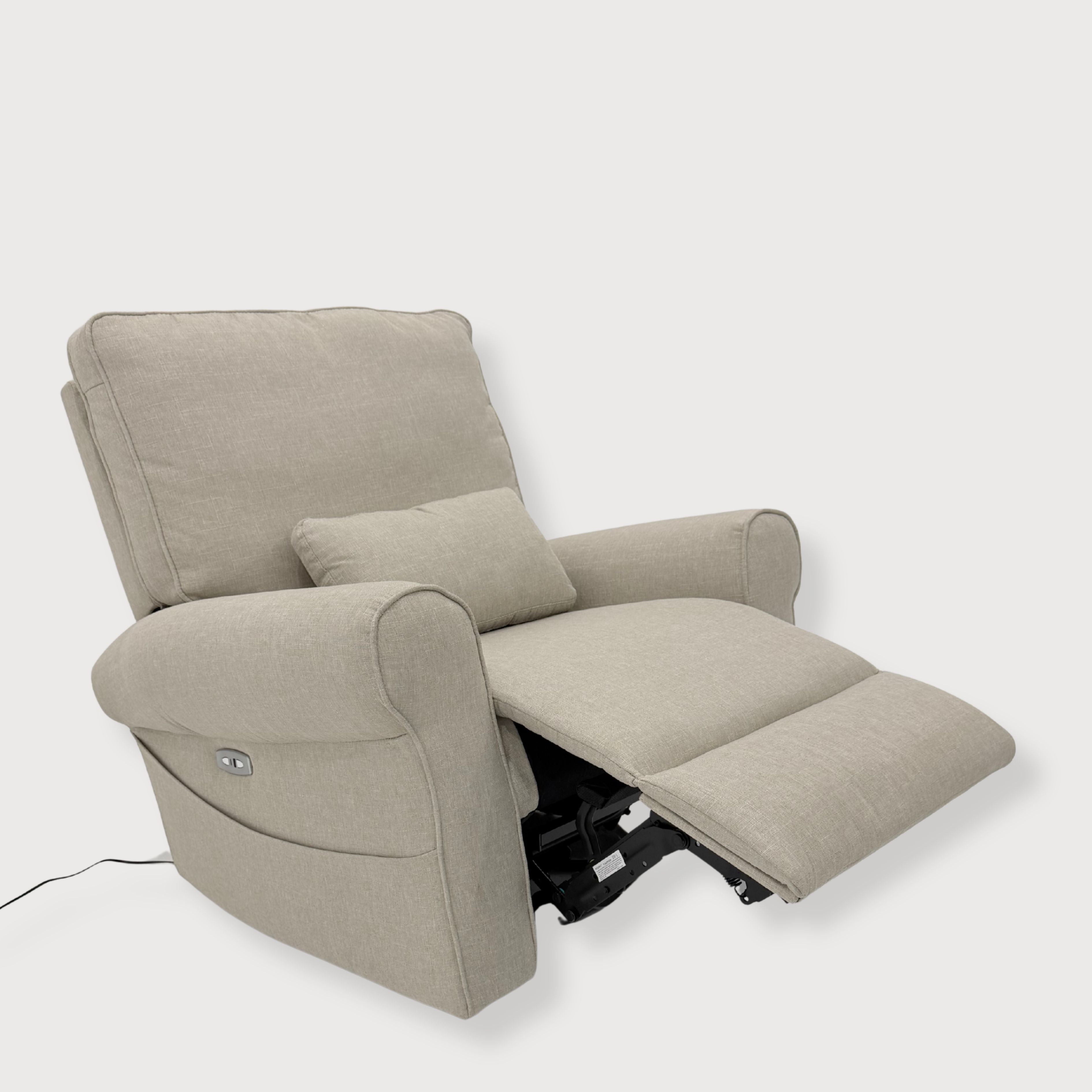 Deluxe Electric Linen Reclining Glider Feeding Chair- Grey/Beige Blend (Pre order for end July)