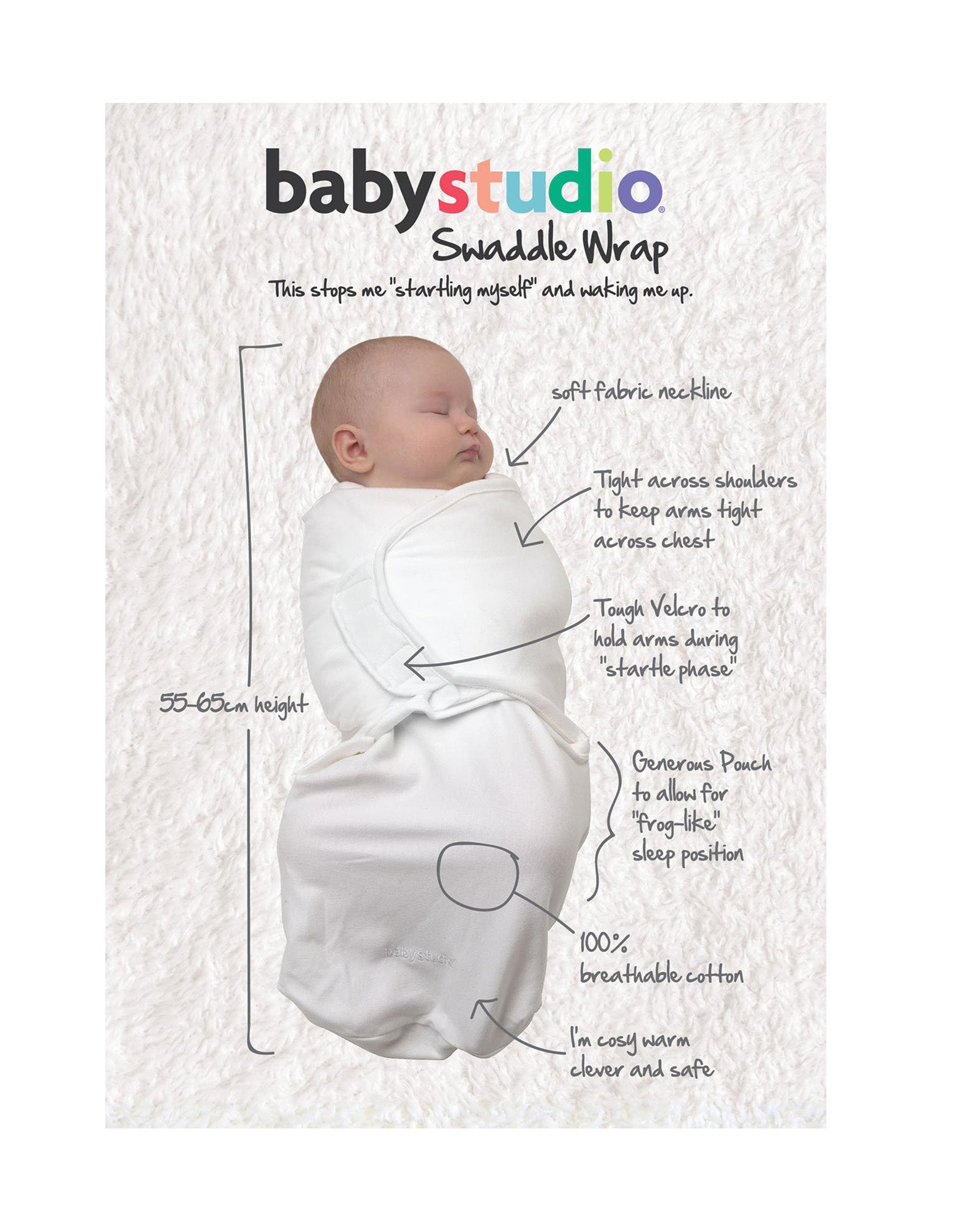 babystudio swaddlewrap cotton large (3-9m) - rose