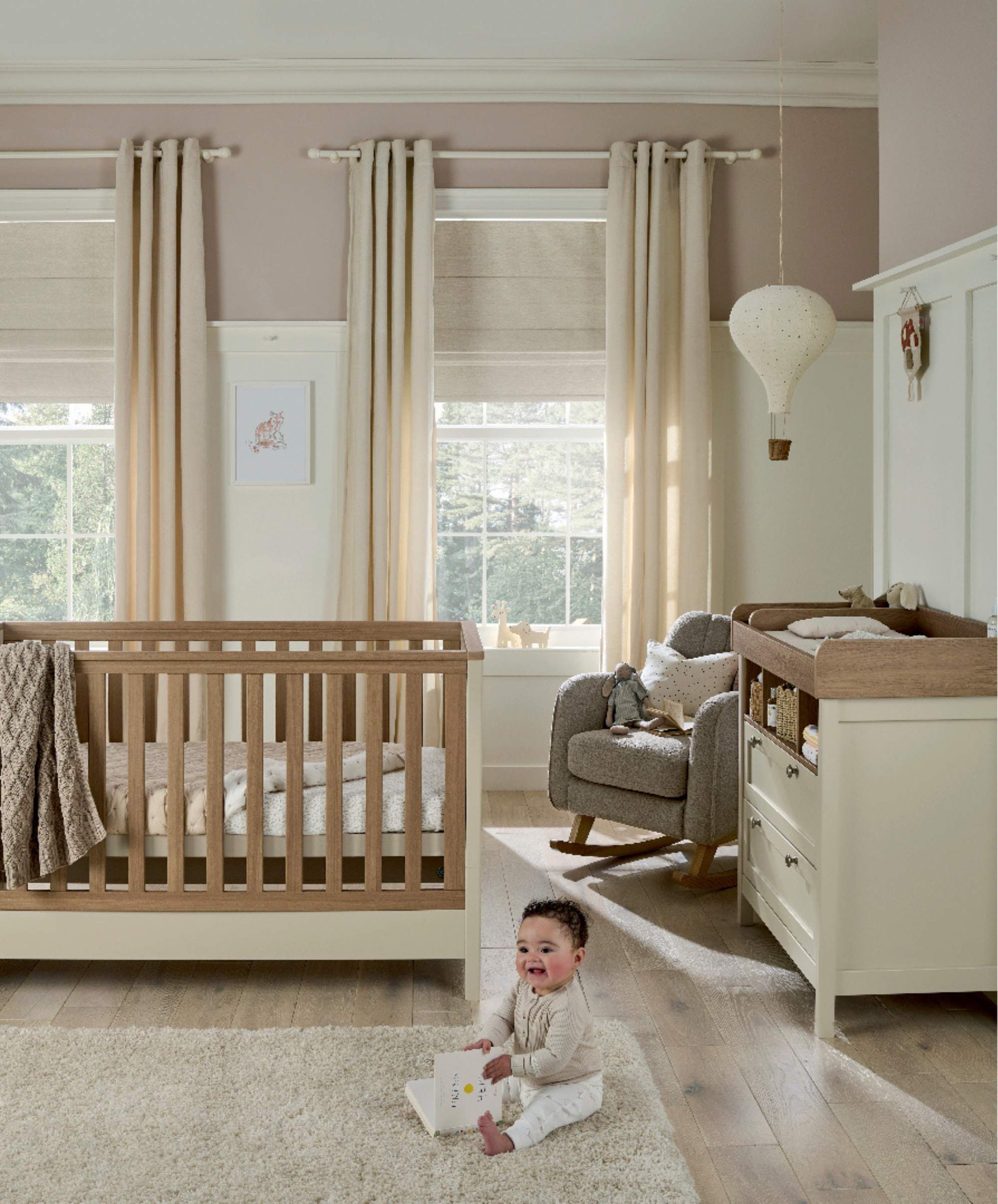 Harwell Cashmere 5 Piece Set with Cotbed, Dresser Changer, Mattress, Fitted Sheets & Mattress Protector