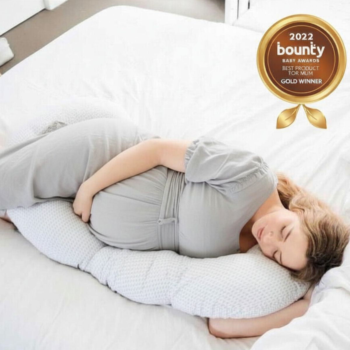 The Ultimate Body Pillow - Pregnancy & Breastfeeding Support Pillow - Gingham Beige - Babystudio