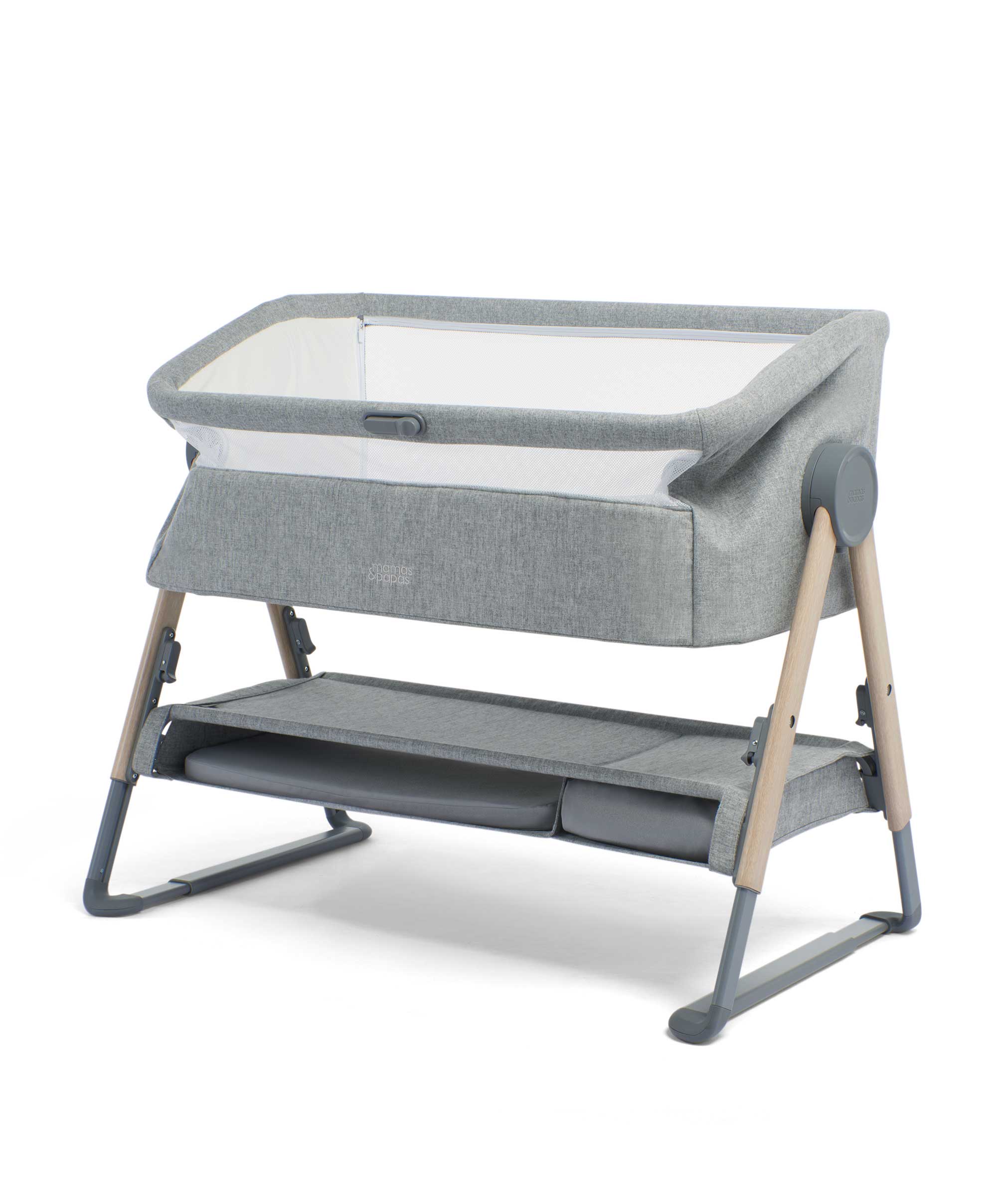 Mamas & Papas Bedside Sleeping Lua Bedside Crib - Grey