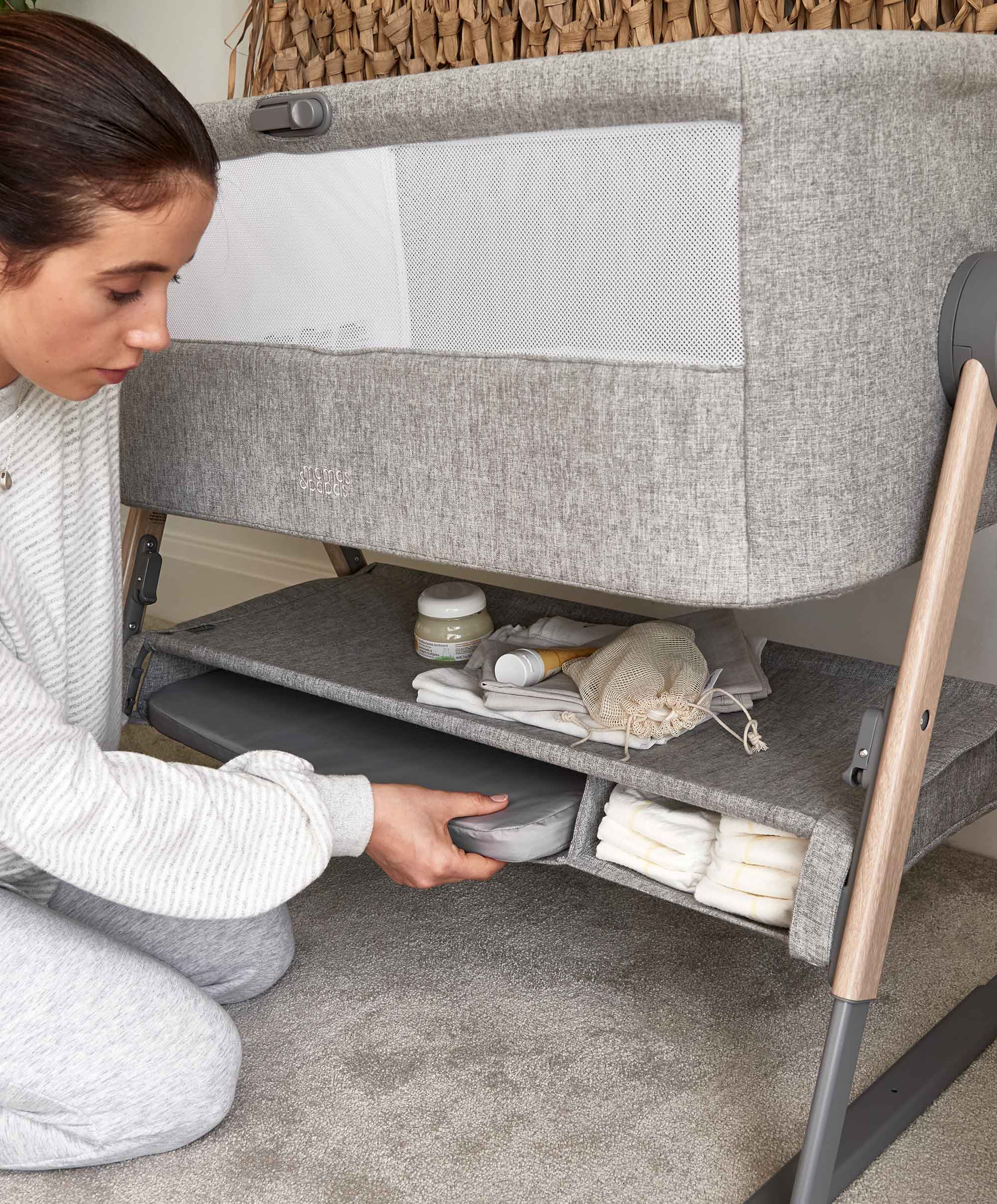 Mamas & Papas Bedside Sleeping Lua Bedside Crib - Grey