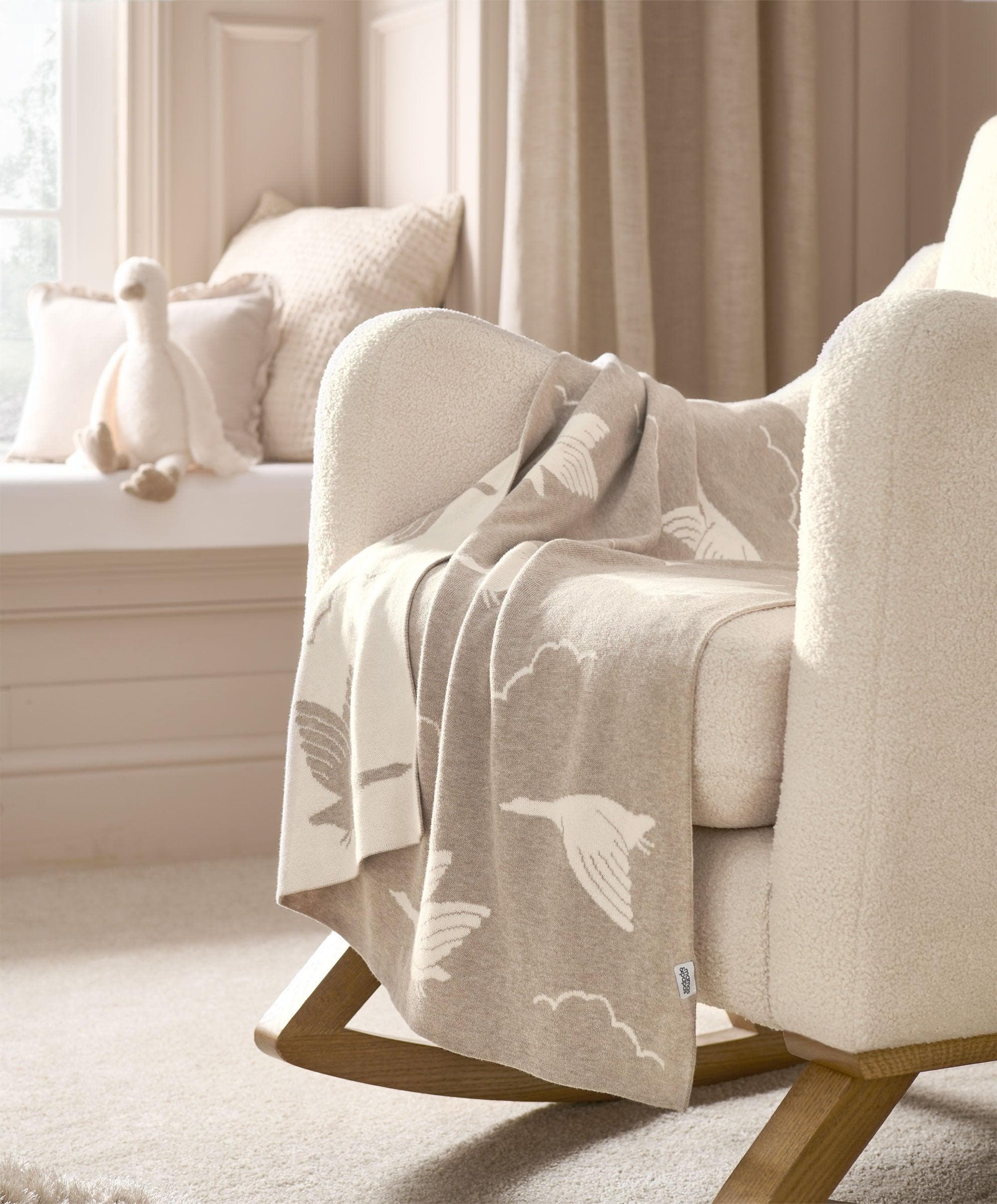 mamas & papas Knitted Blanket - Welcome to the World Duckling - Mocha