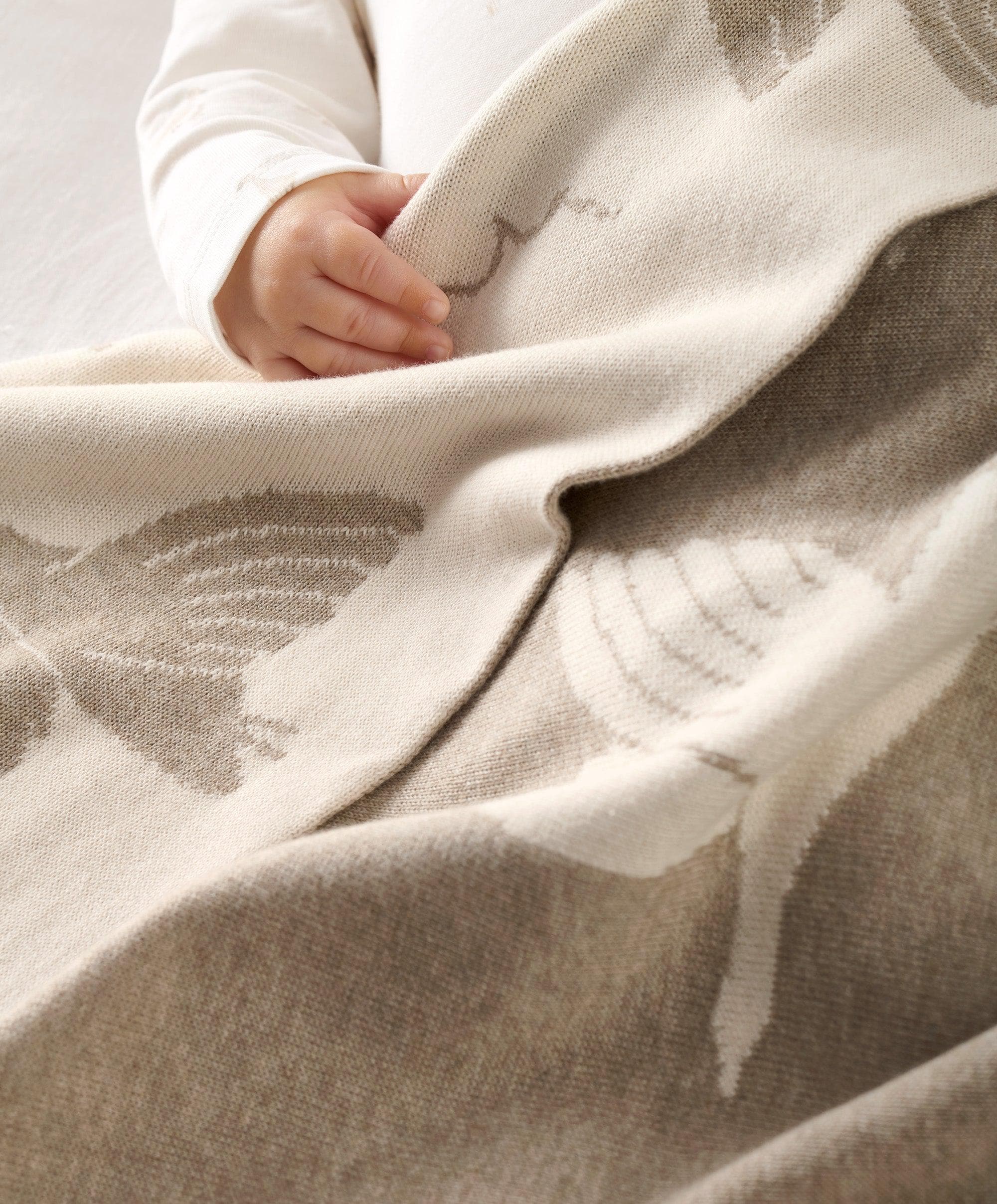 mamas & papas Knitted Blanket - Welcome to the World Duckling - Mocha
