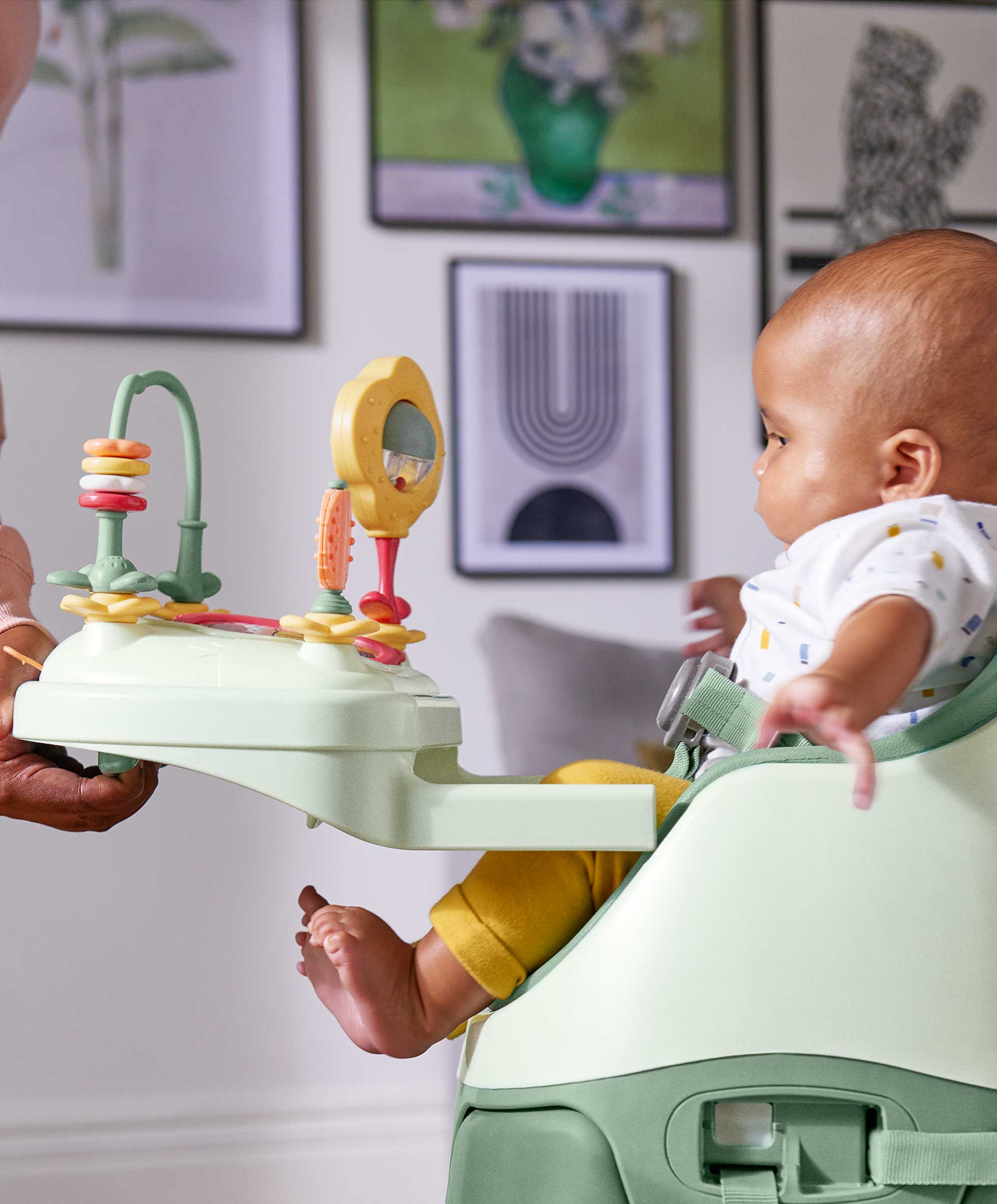 Mamas & Papas Booster Seats Bug 3 in 1 Floor & Booster Seat with Activity Tray - Eucalyptus