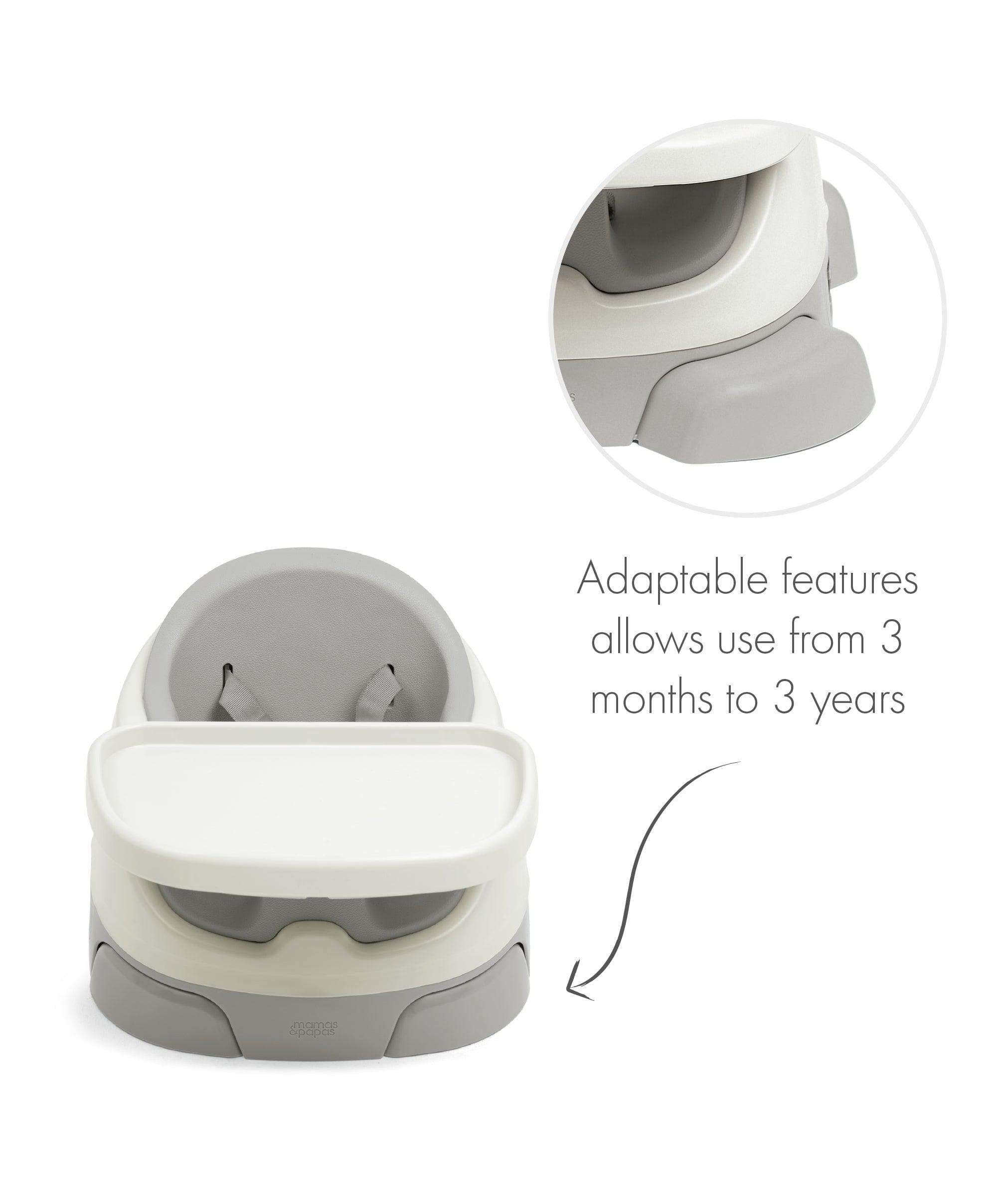 Mamas & Papas Booster Seats Bug 3-in-1 Floor & Booster Seat with Activity Tray - Pebble Grey