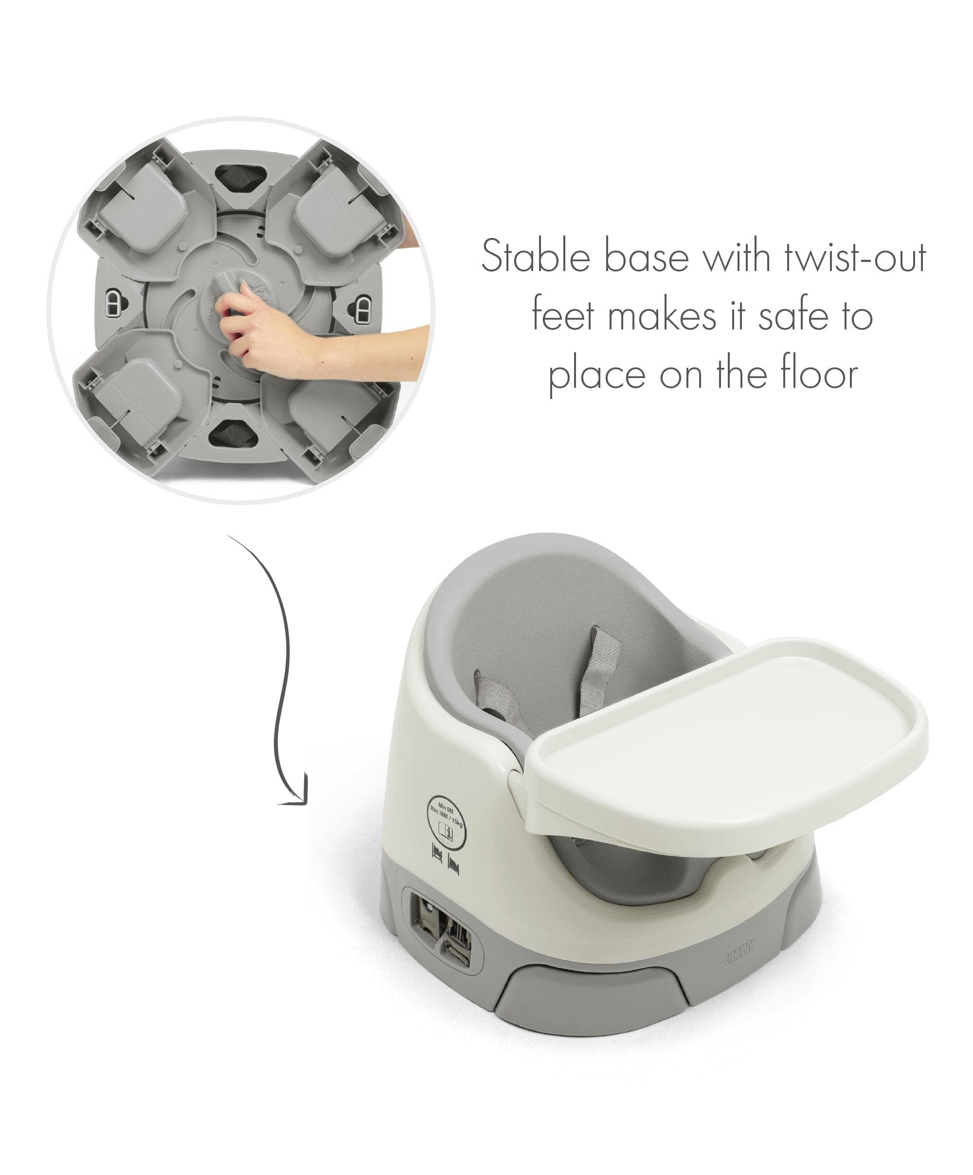 Mamas & Papas Booster Seats Bug 3-in-1 Floor & Booster Seat with Activity Tray - Pebble Grey