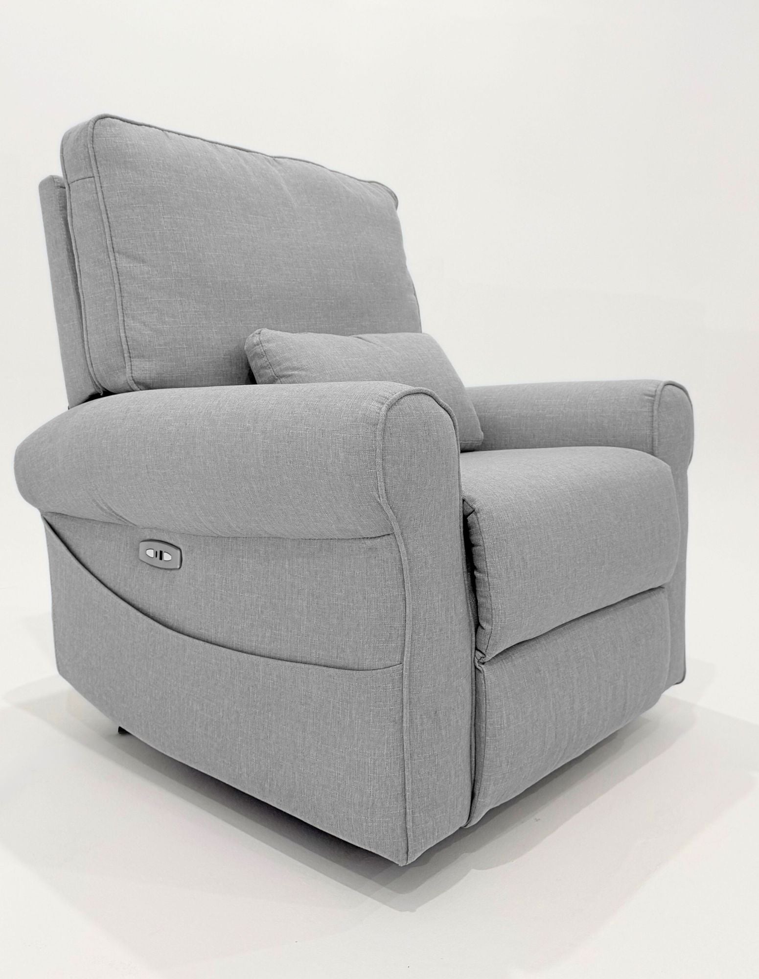 Deluxe Electric Linen Reclining Glider Feeding Chair- Light Grey (Pre Order end July)