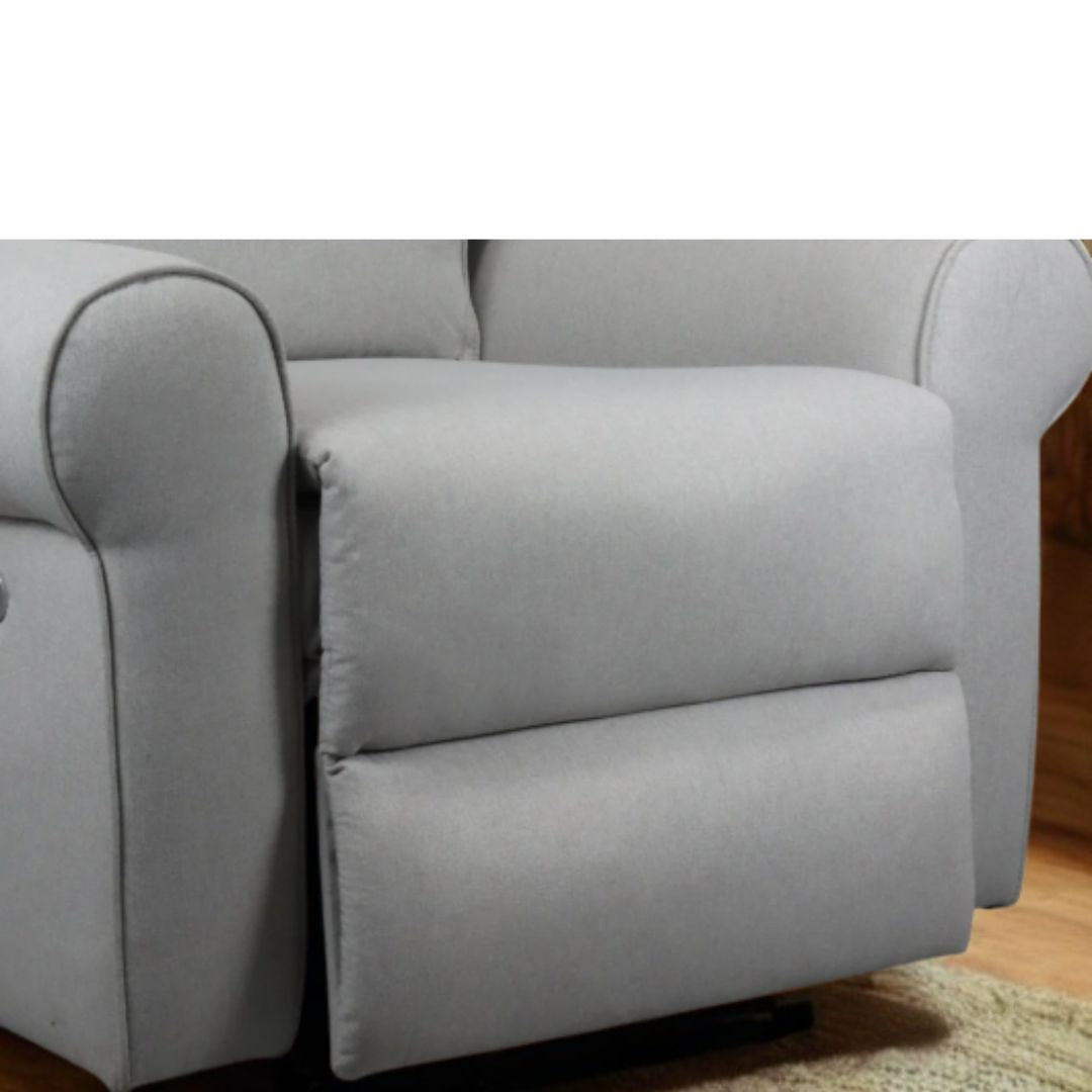 Deluxe Electric Linen Reclining Glider Feeding Chair- Light Grey