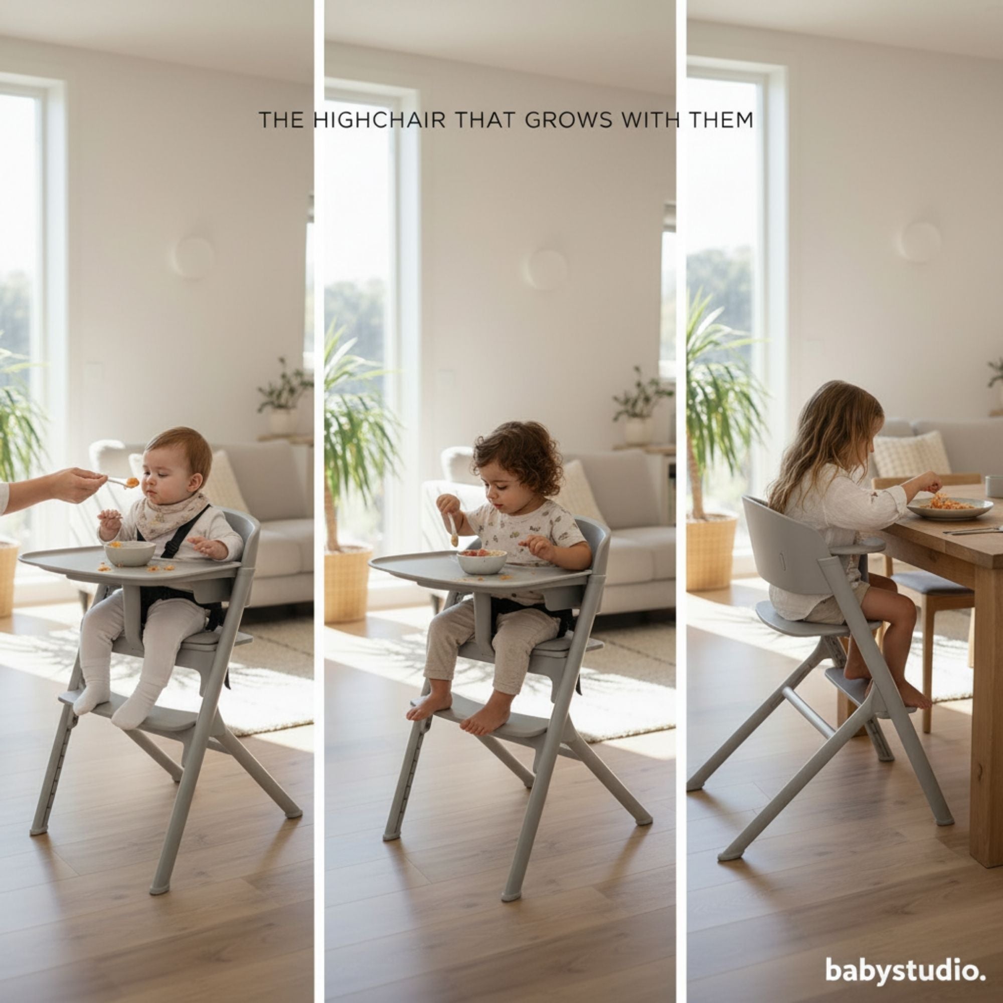 Babystudio Harry Adjustable 3-in-1 Highchair - Grey