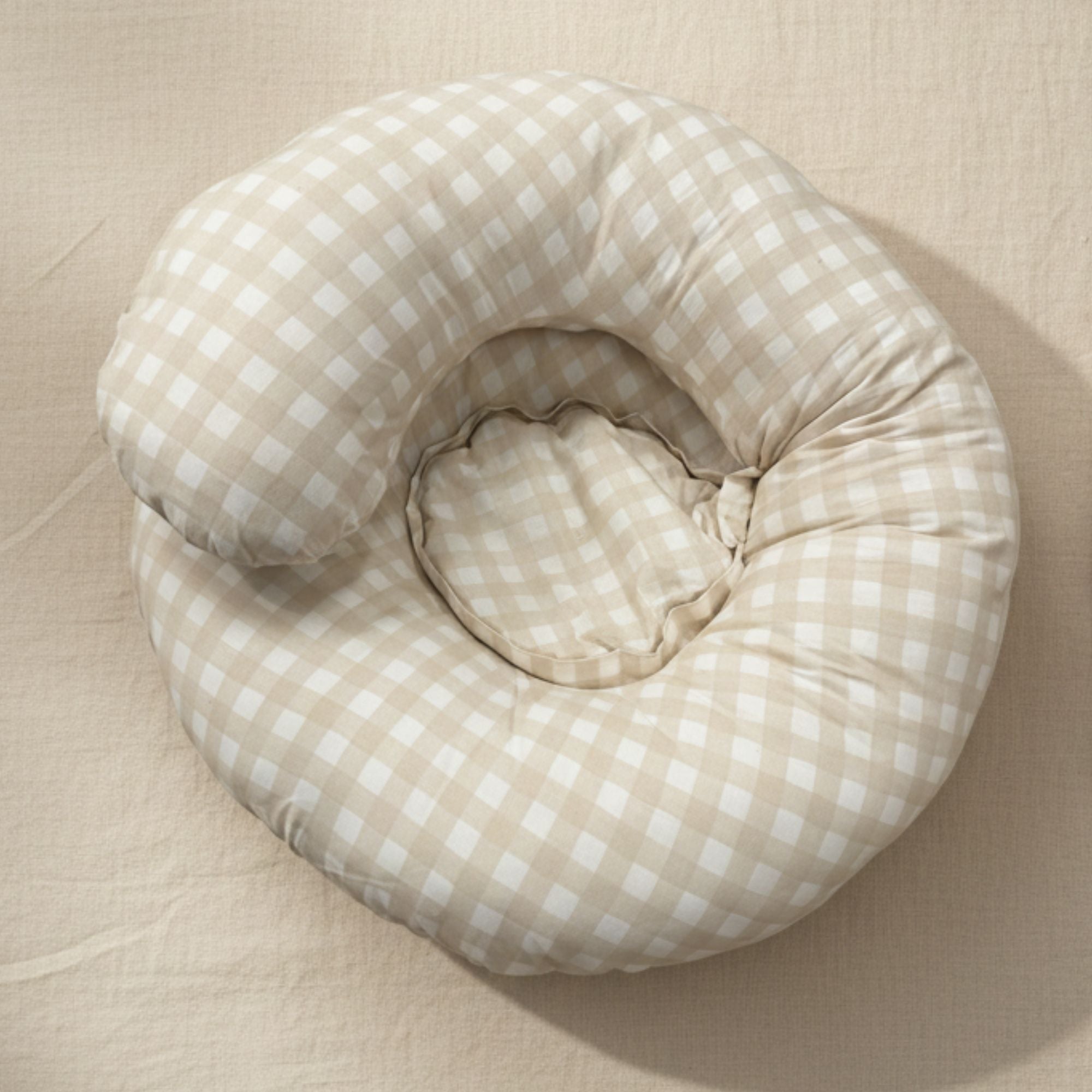 Body Pillow Replacement Cover - (Gingham Beige)