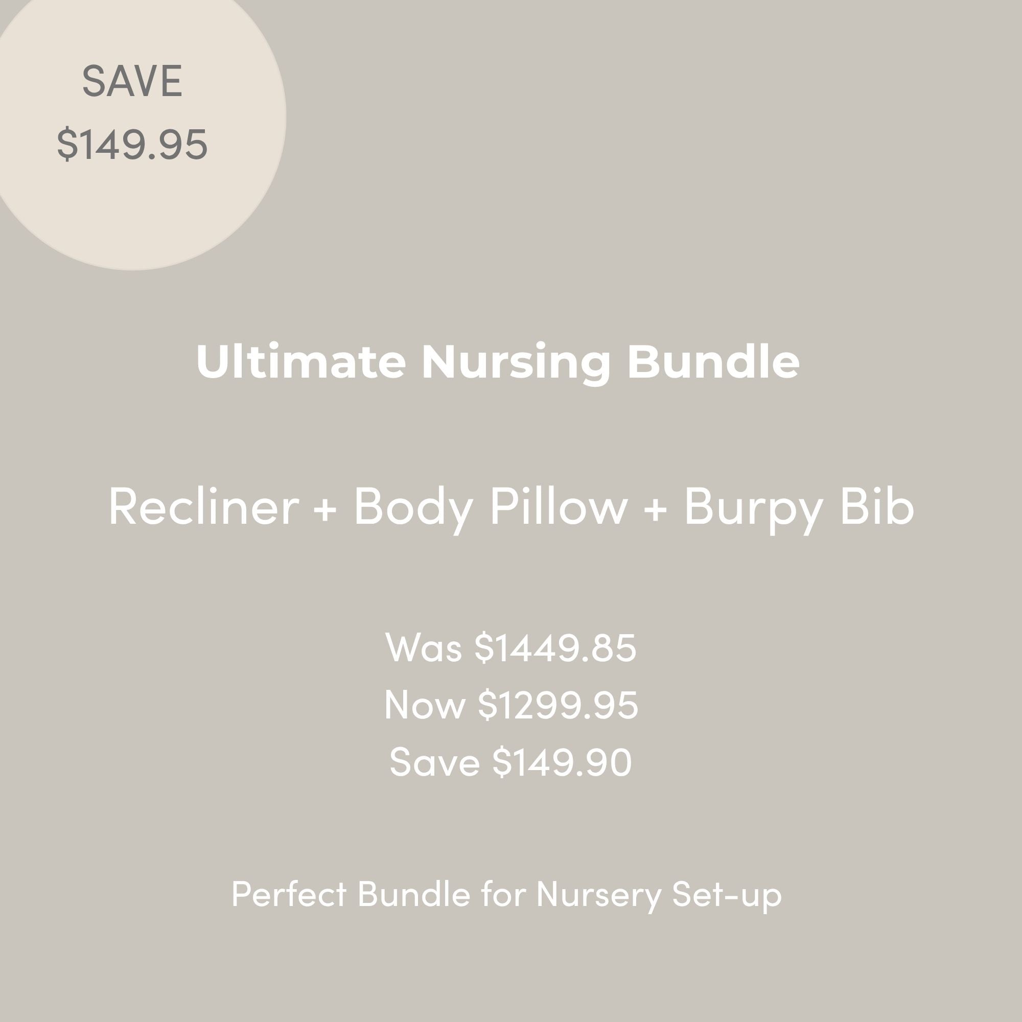 The Ultimate Nursing Bundle – Recliner + Body Pillow + Burpy Bib
