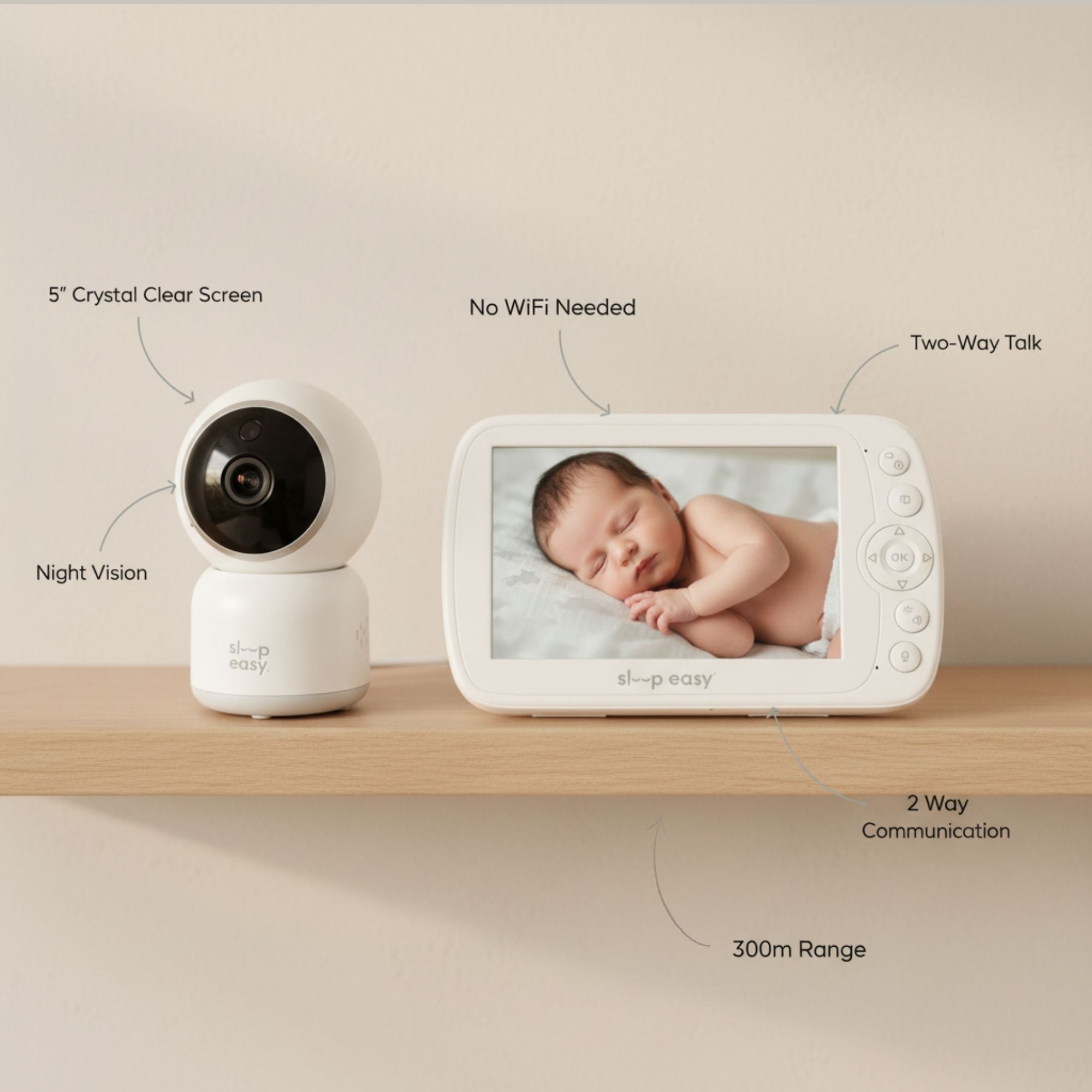Sleepeasy Sonno 5" Crystal Clear Video Baby Monitor with Camera