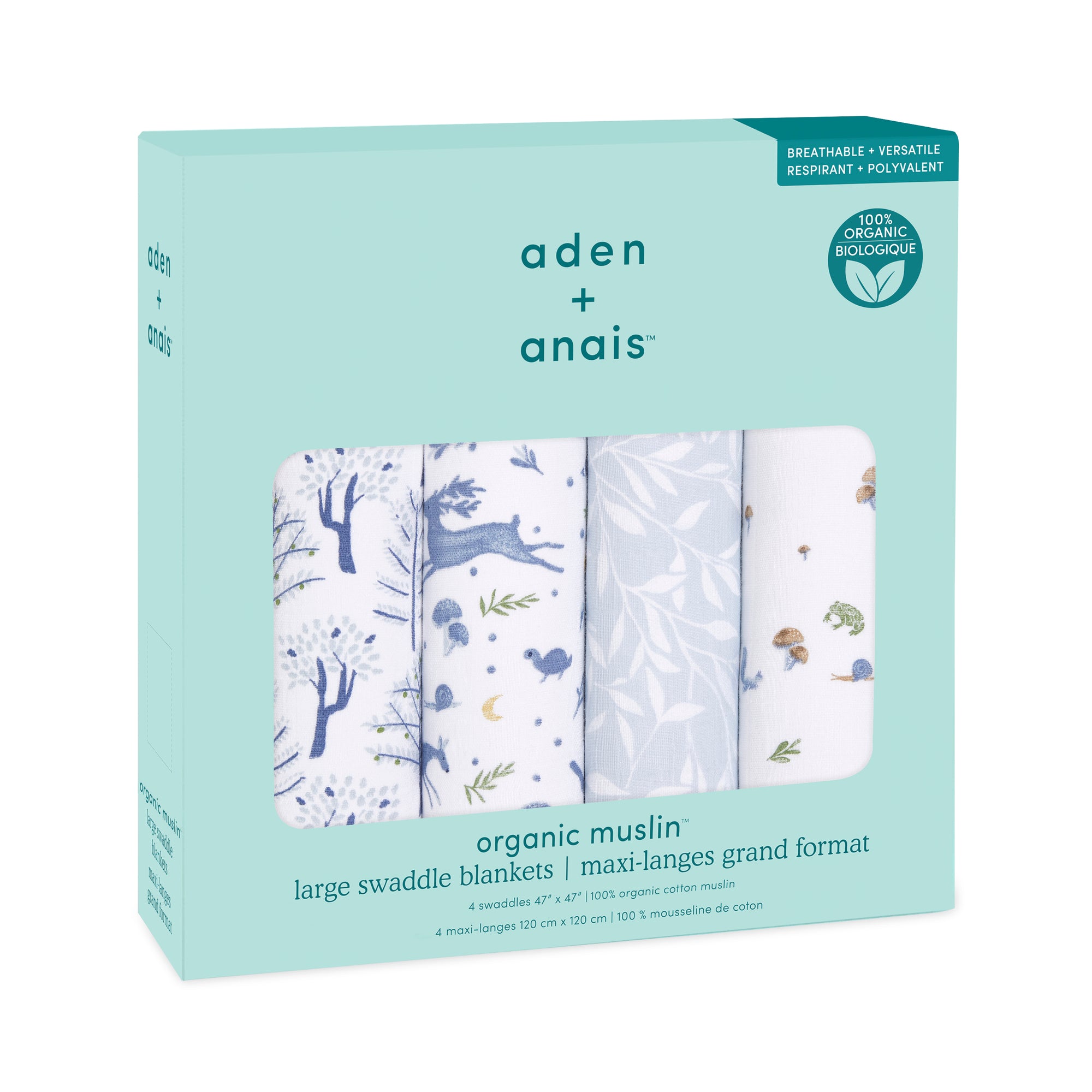Aden + Anais outdoors ORGANIC 4-pack swaddles