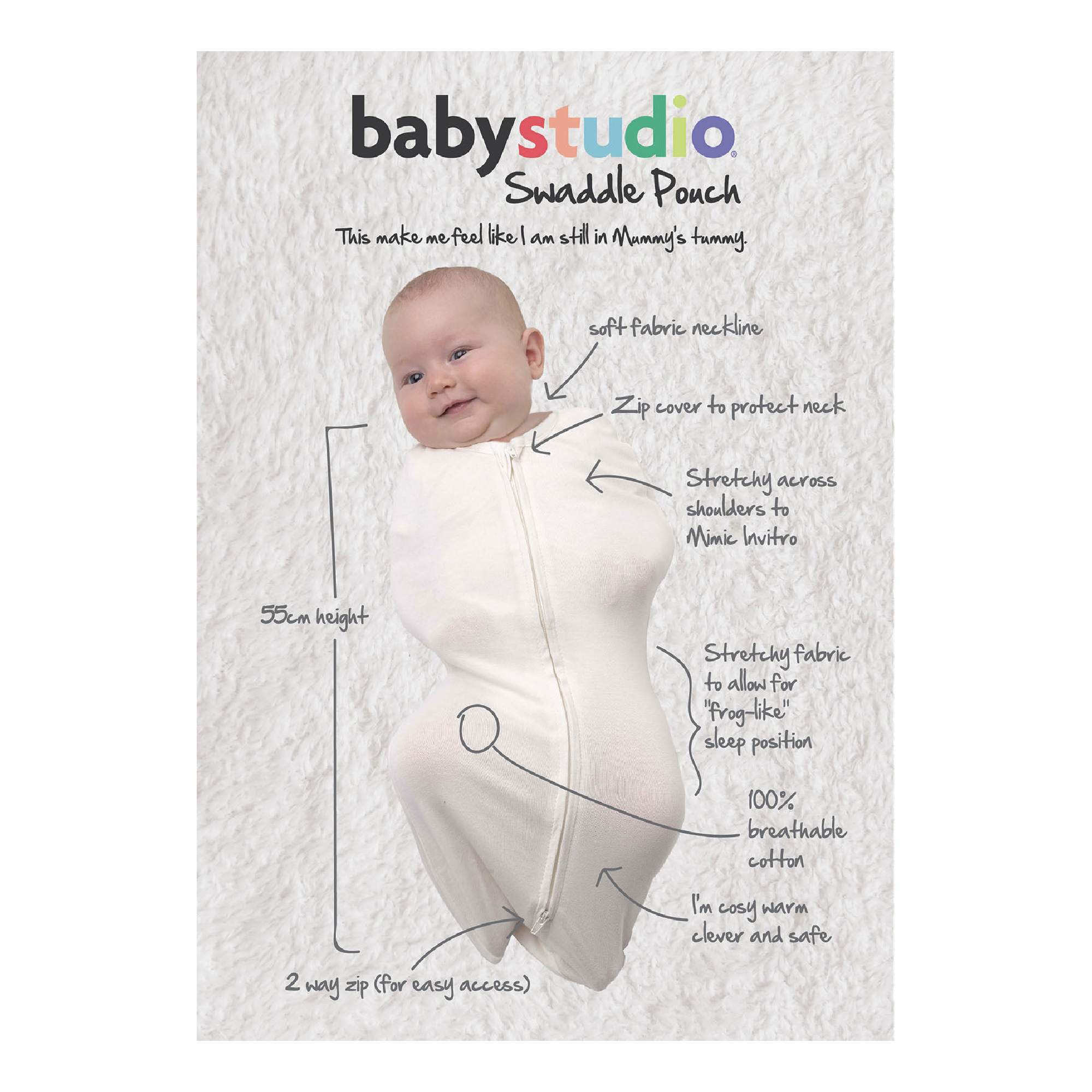 Breathable Bamboo Swaddle Pouch babystudio - Main Image