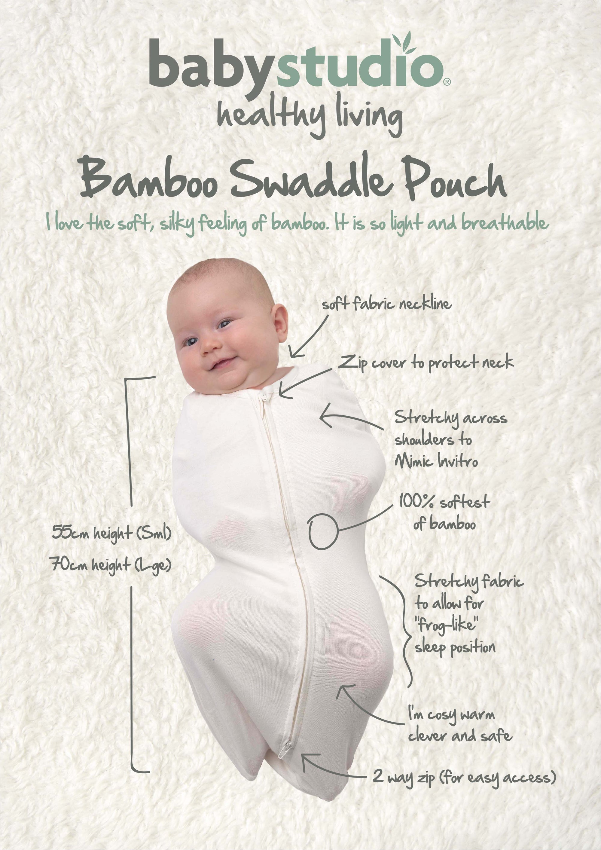 swaddlepouch bamboo 0.5 TOG large (3-9 months) - various designs