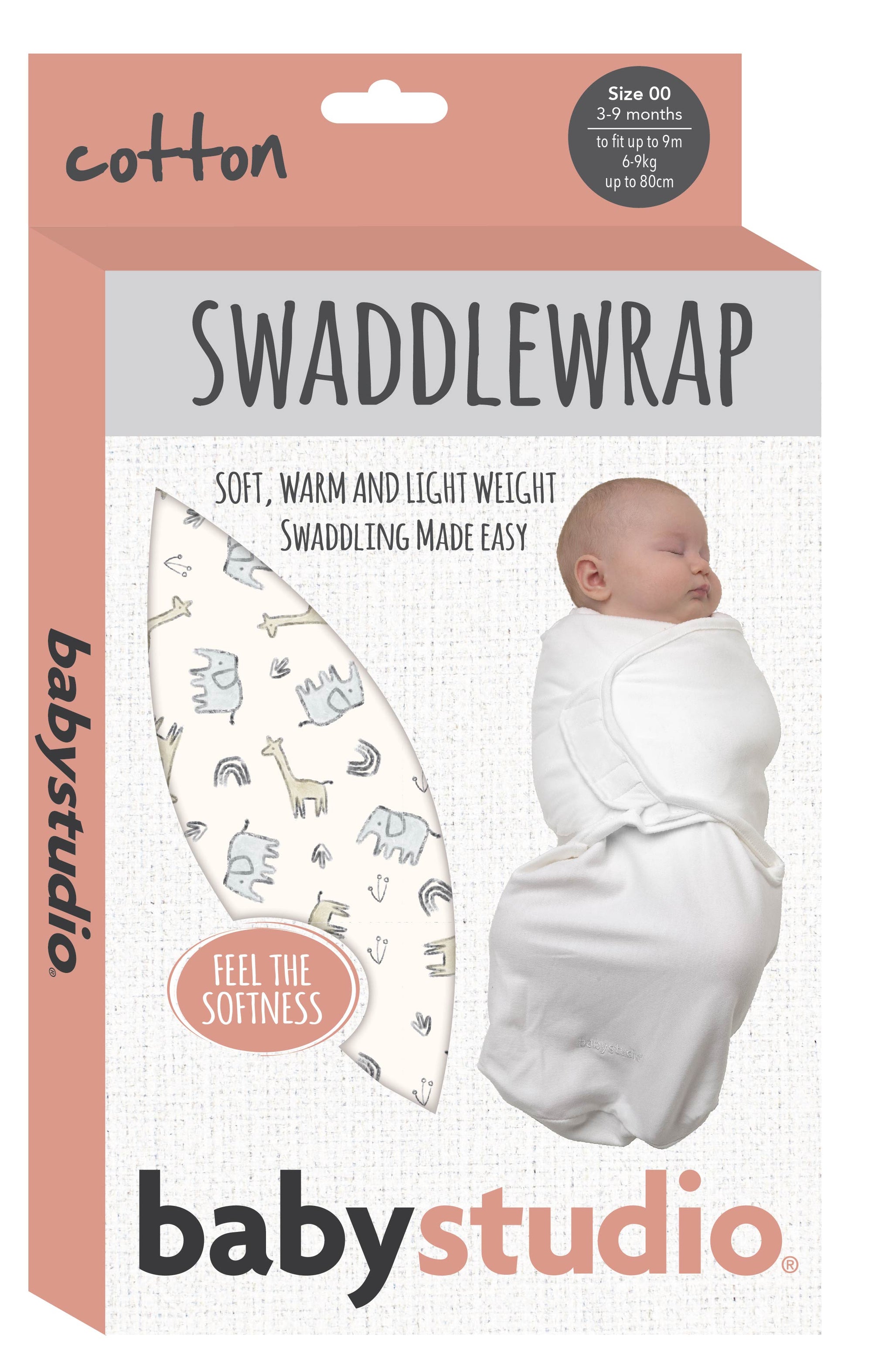 swaddlewrap cotton large (3-9m) - grey lines