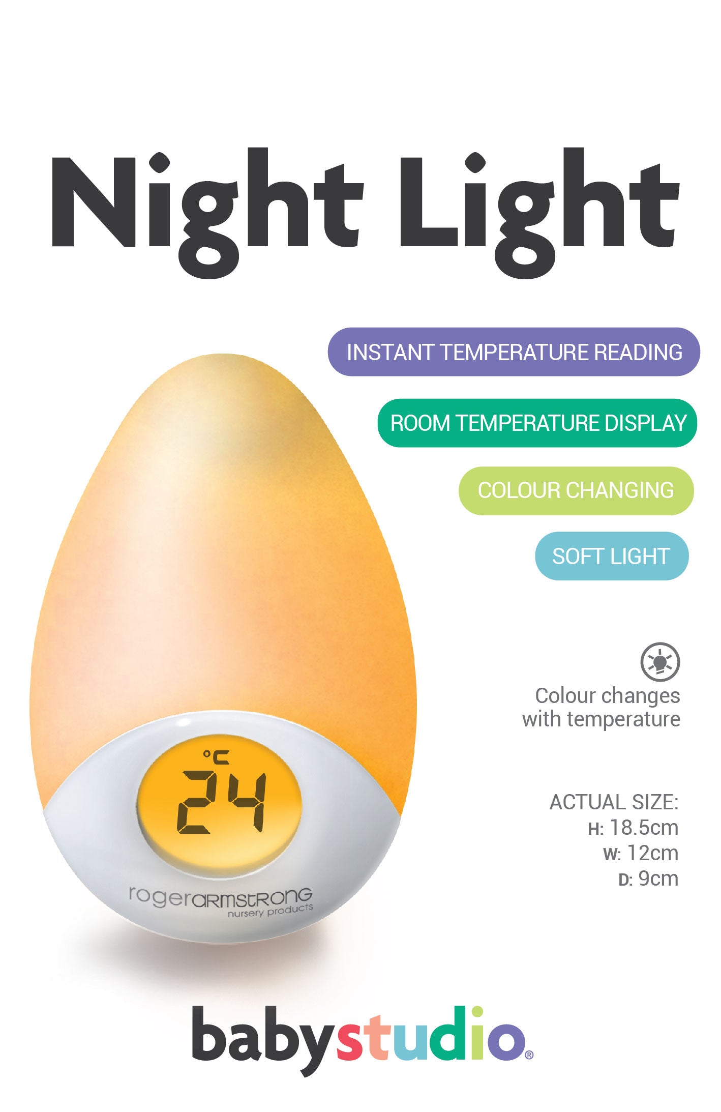 Sleep Easy Tear Drop Night Light and Room Temperature Reading