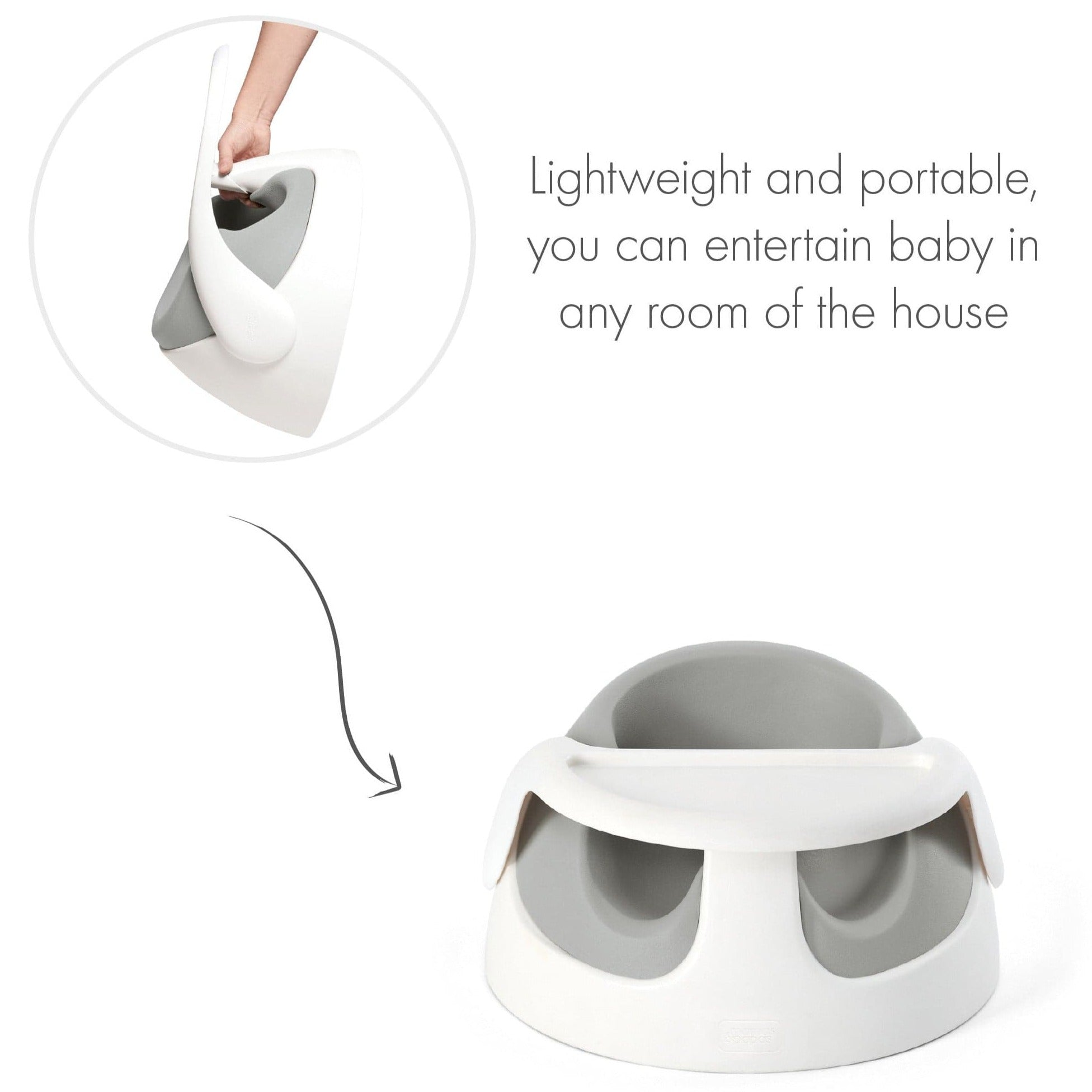 Mamas & Papas Snug Floor Seat with Activity Tray - Pebble Grey (with FREE splash mat)