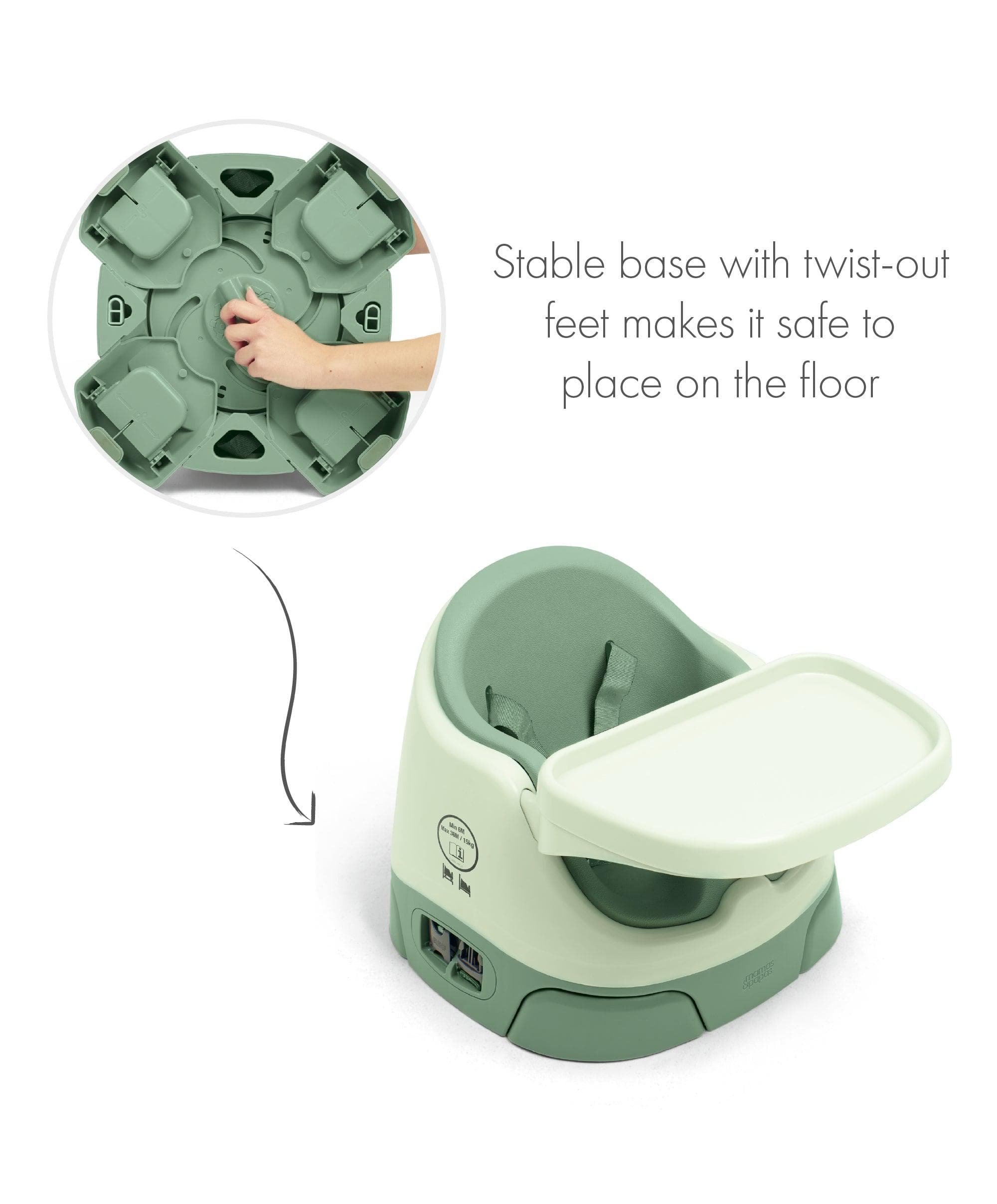 Mamas & Papas Bug 3-in-1 Floor & Booster Seat with Activity Tray - Eucalyptus