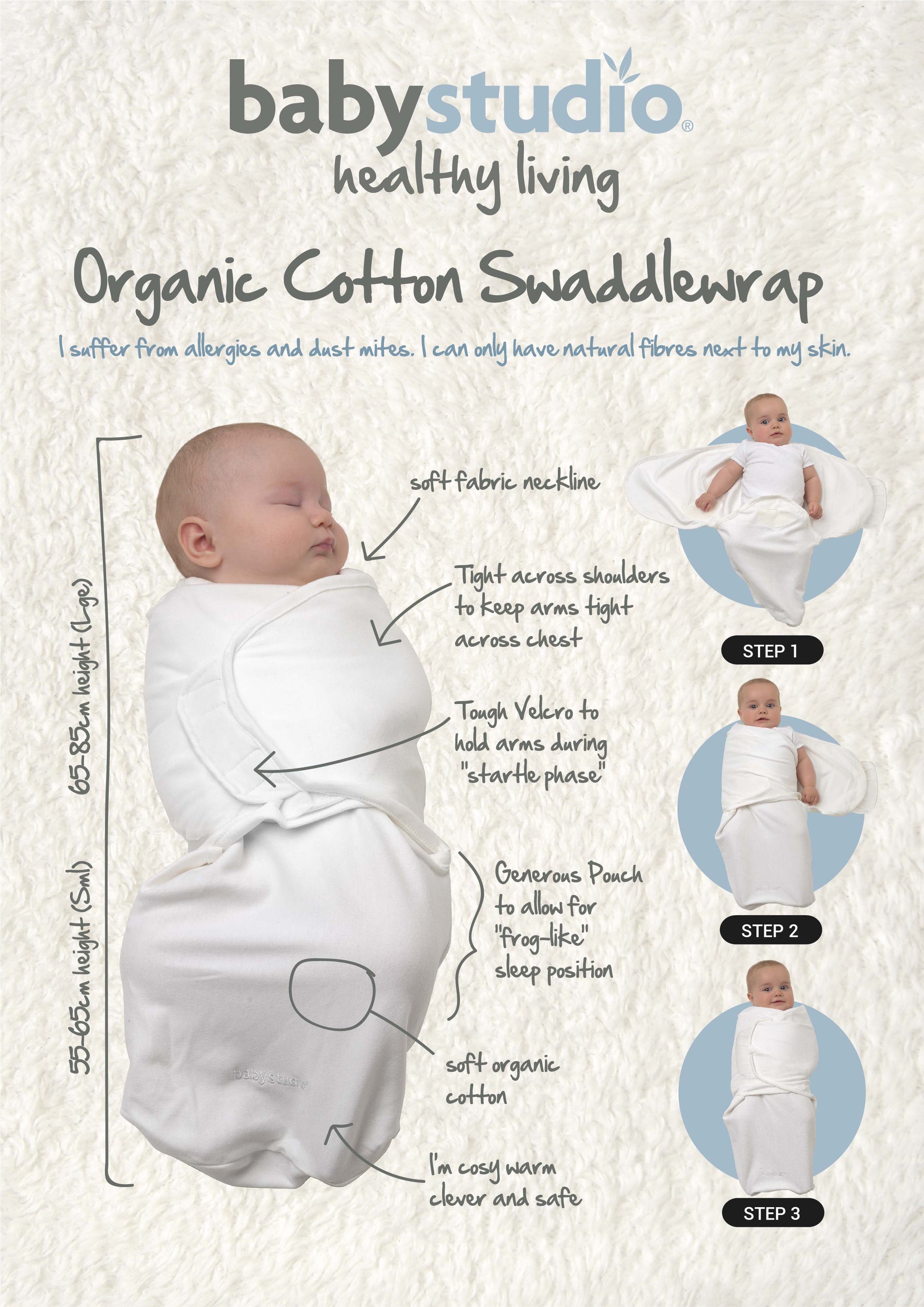 swaddlewrap organic cotton small (0-3 months) - all colours
