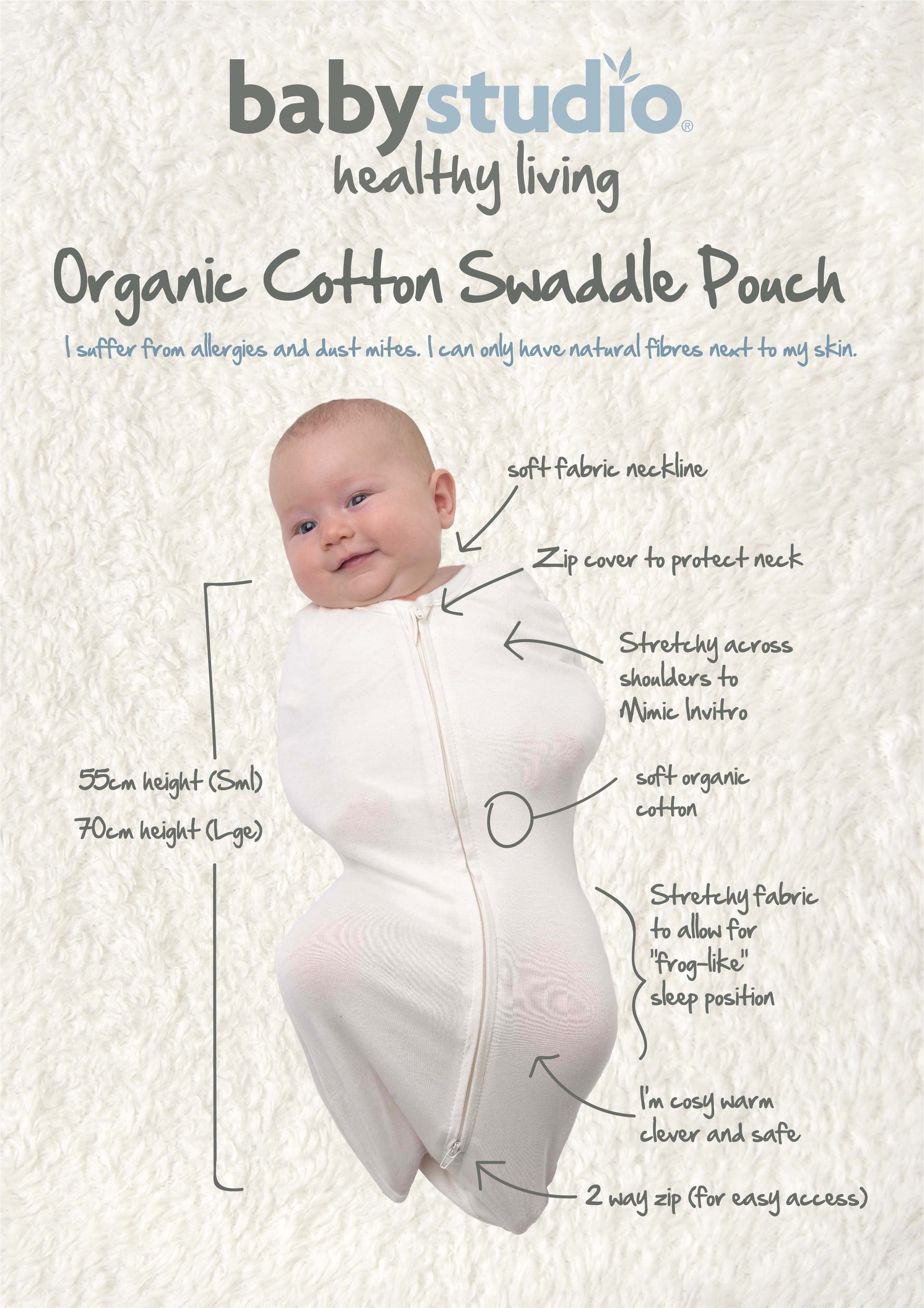 swaddlepouch organic cotton large (3-9m) - various designs