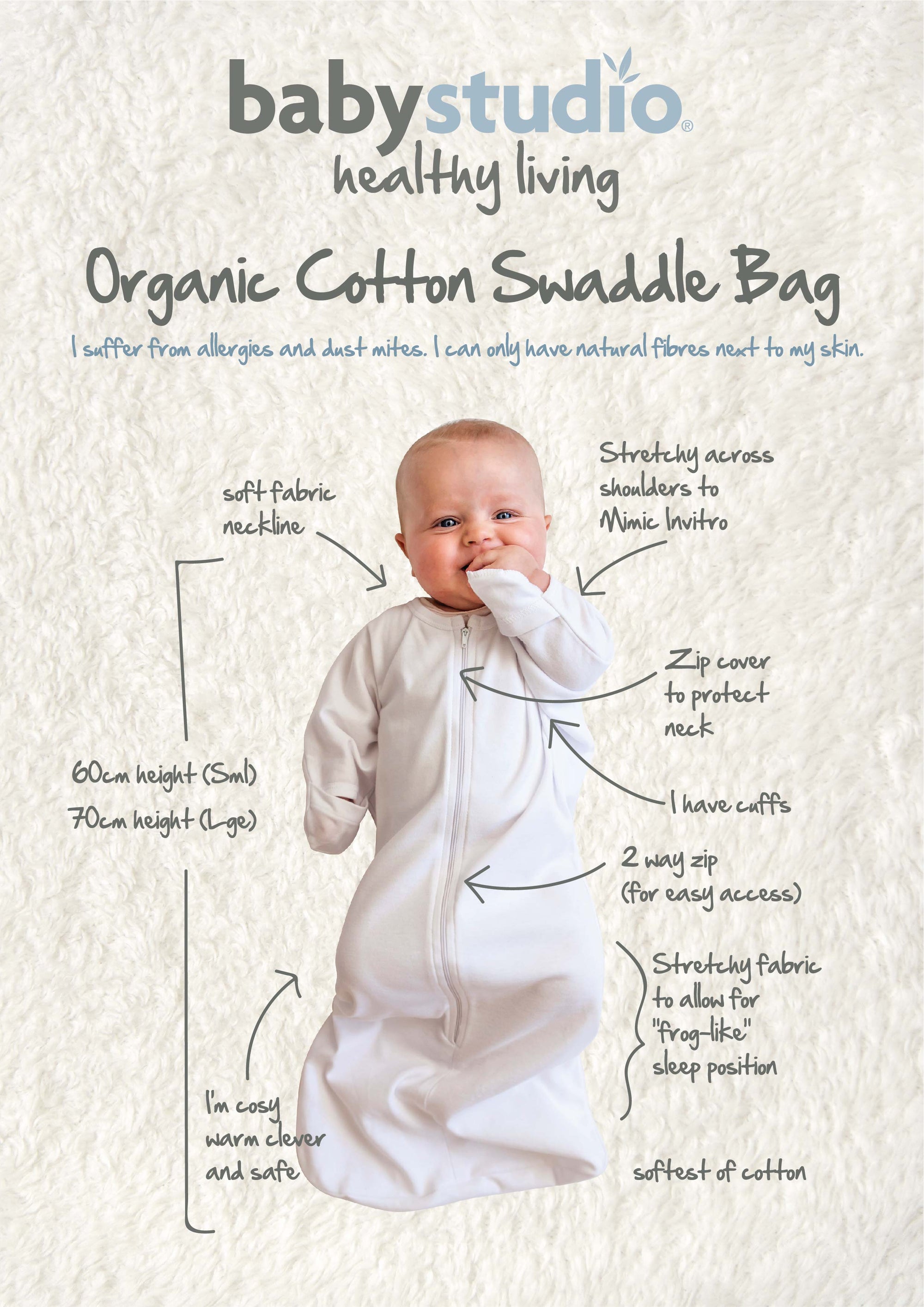 Organic Cotton all-in-one swaddlebag
